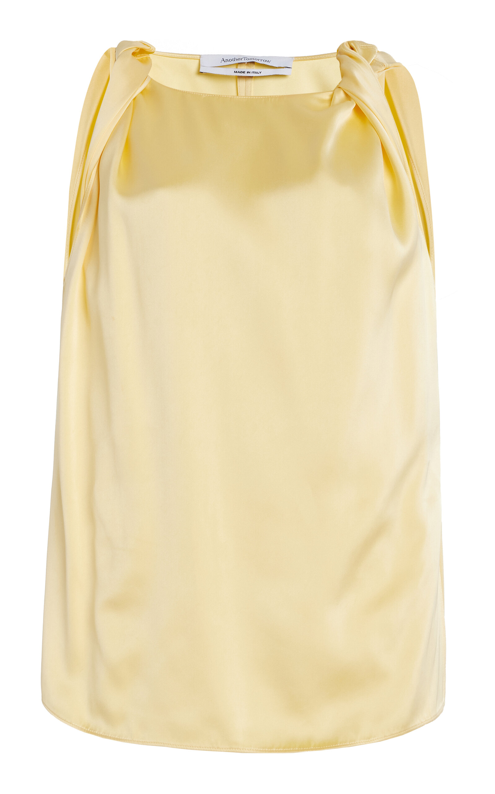Another Tomorrow Twisted Satin Top In Yellow