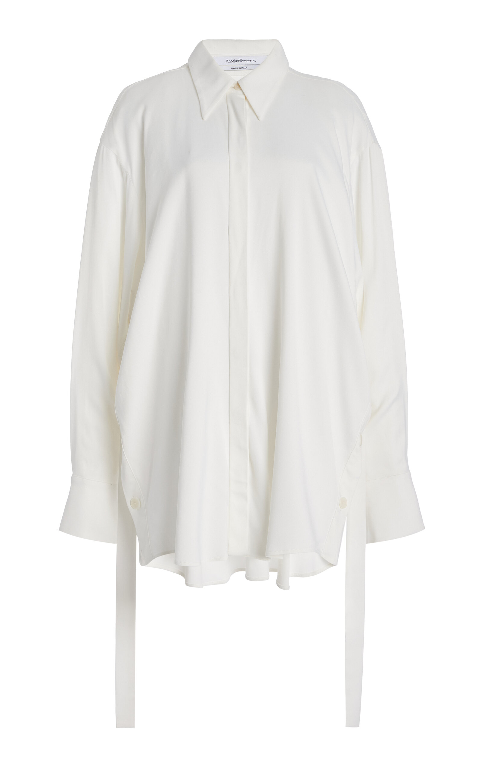 Another Tomorrow Exclusive Buttoned Crepe Shirt