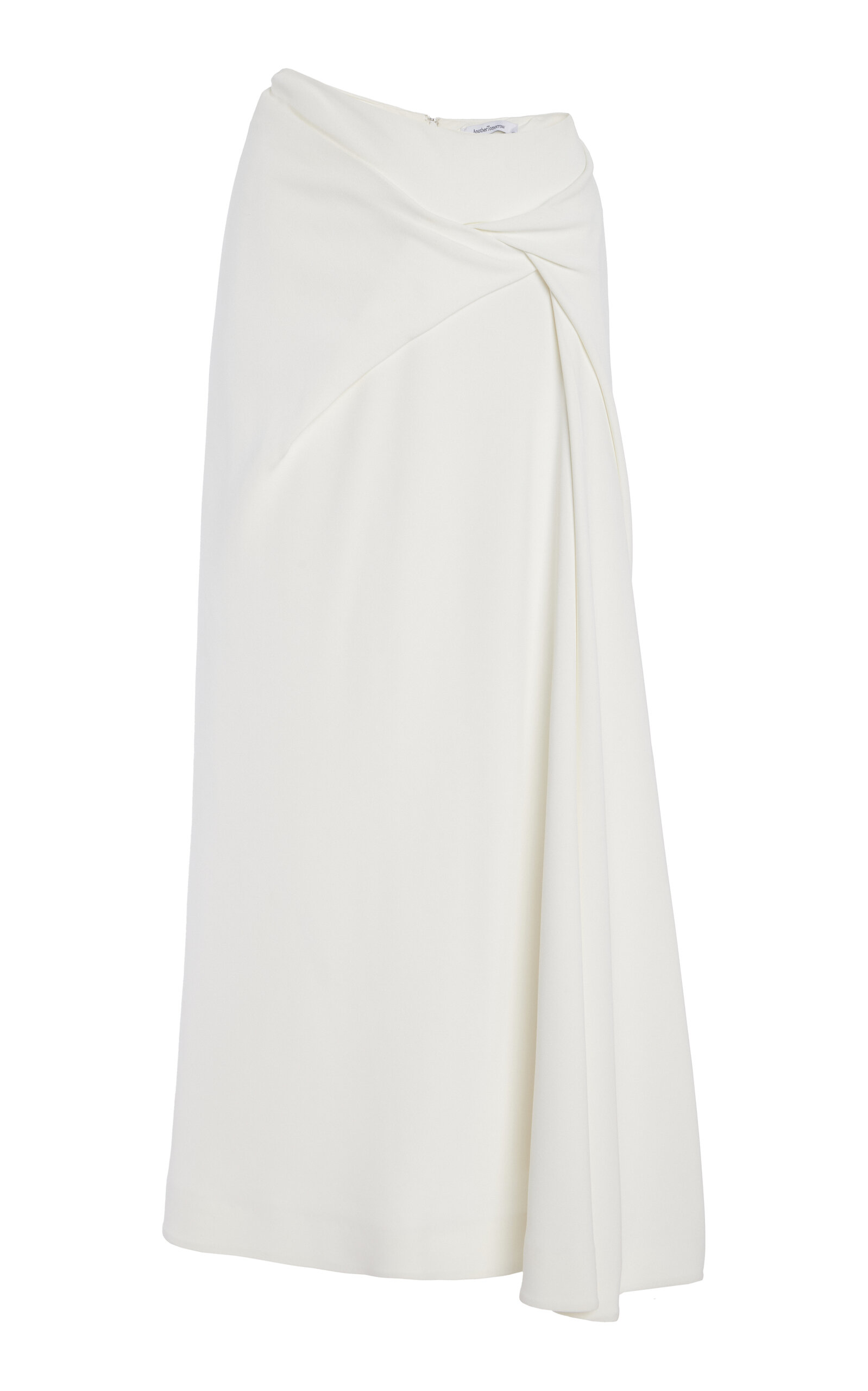 Another Tomorrow Exclusive Asymmetric Crepe Midi Skirt - Off-White