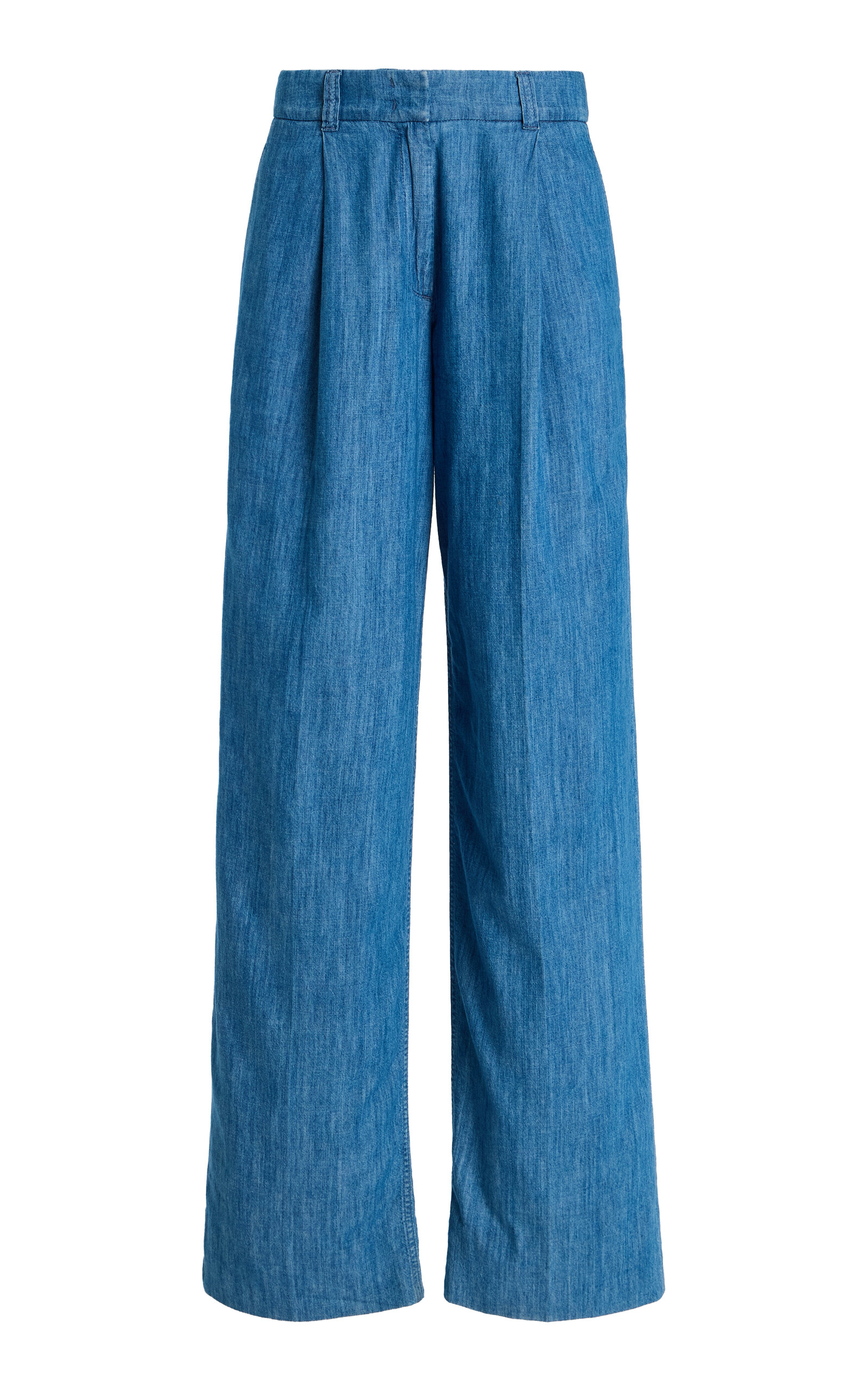 Another Tomorrow Exclusive Cotto Chambray Wide-Leg Pants
