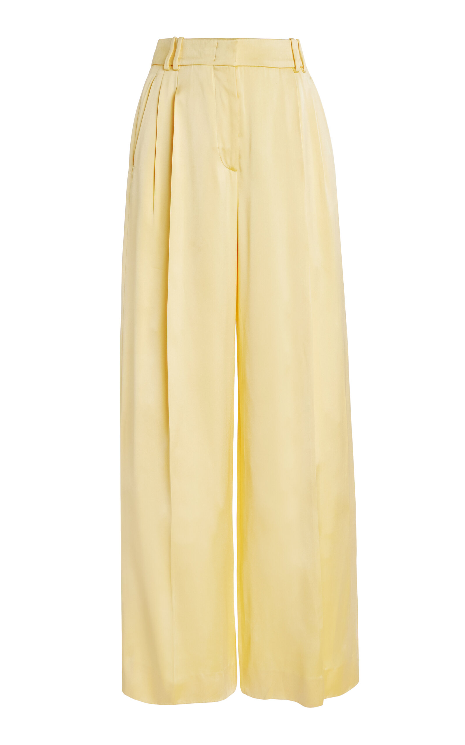 Exclusive Pleated Satin Wide-Leg Pants