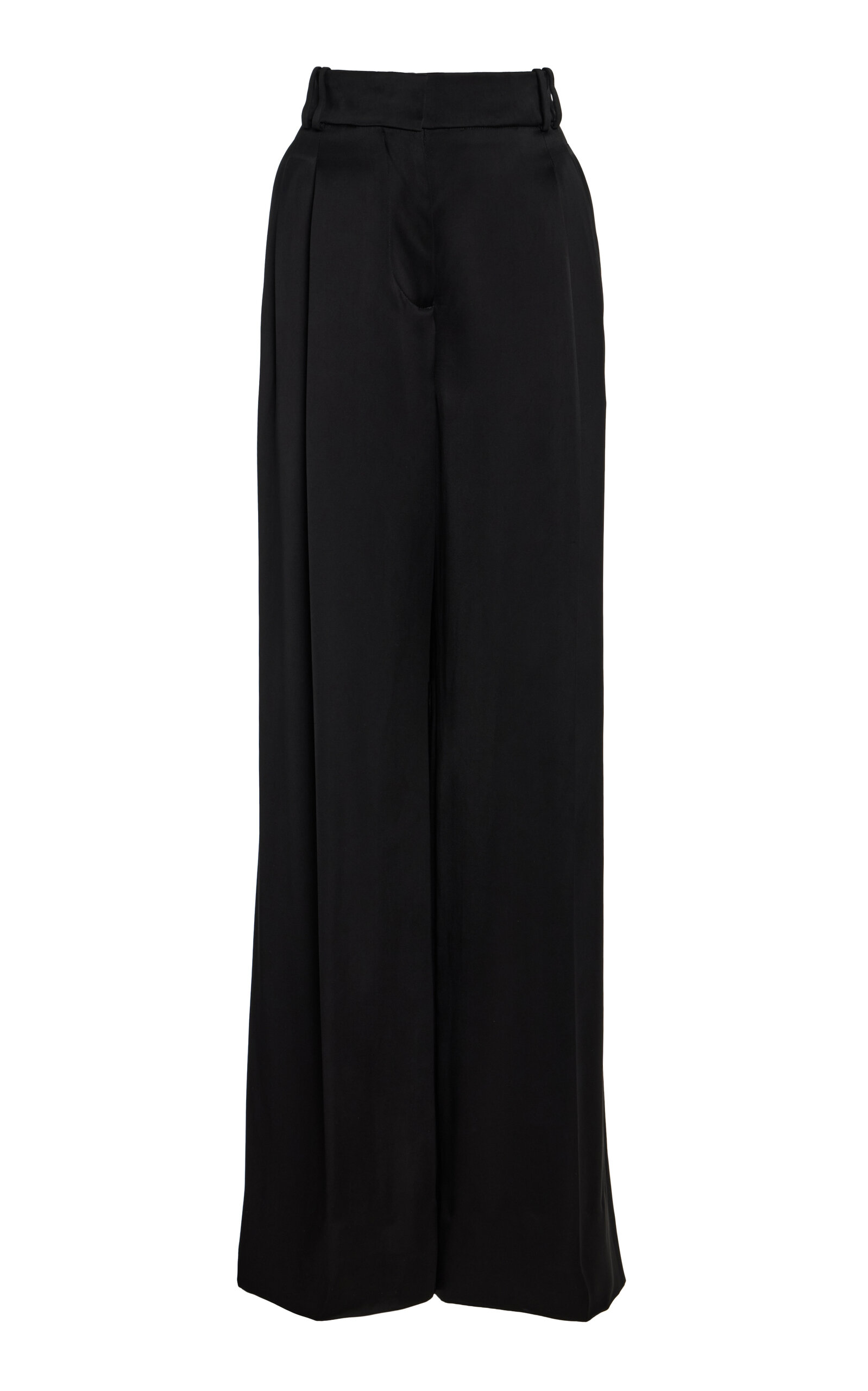 Another Tomorrow Exclusive Pleated Satin Wide-leg Pants In Black