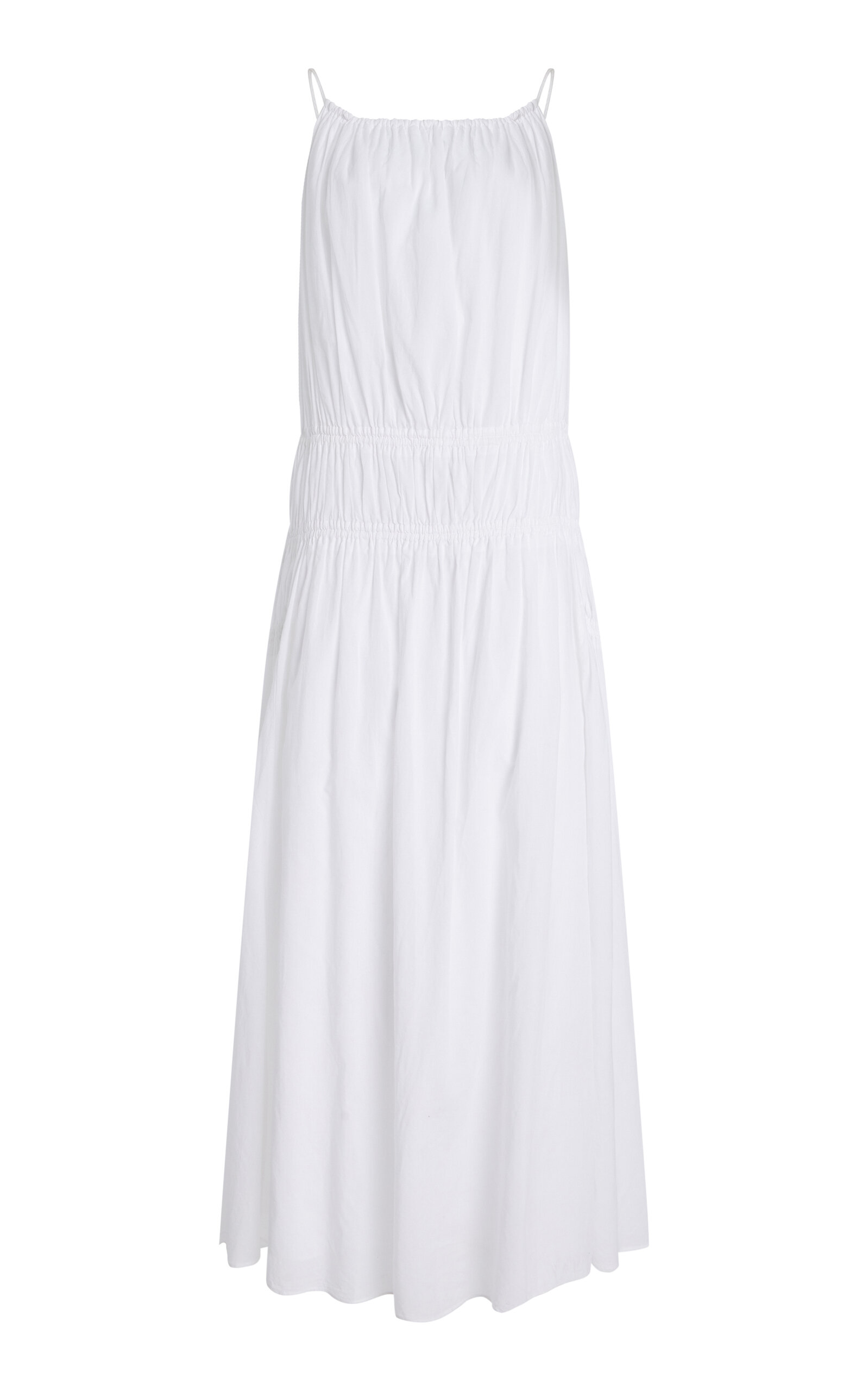 Shop Another Tomorrow Exclusive Gathered Cotton Maxi Dress In Off-white