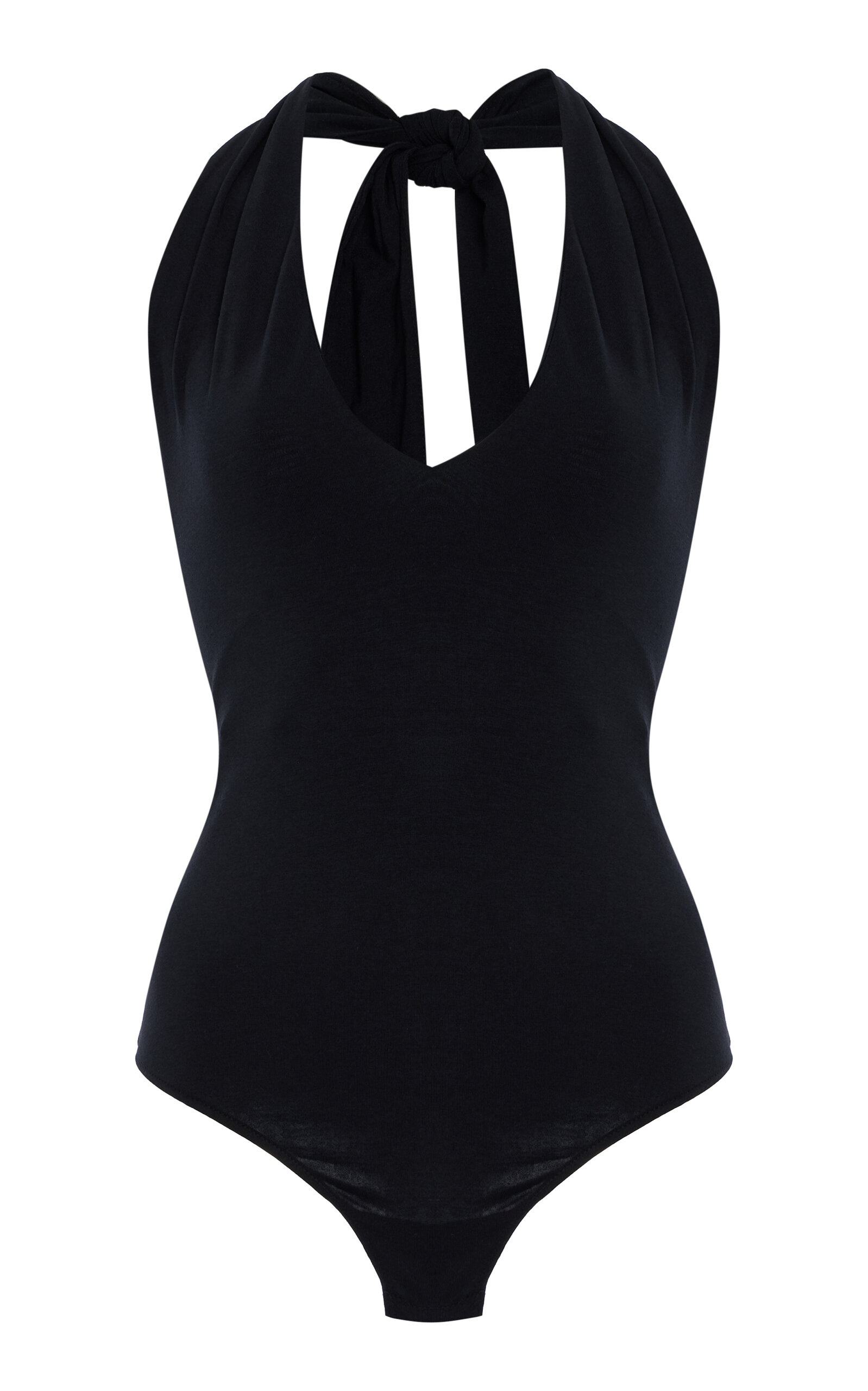 Another Tomorrow Exclusive Cotton-Blend Halter Bodysuit
