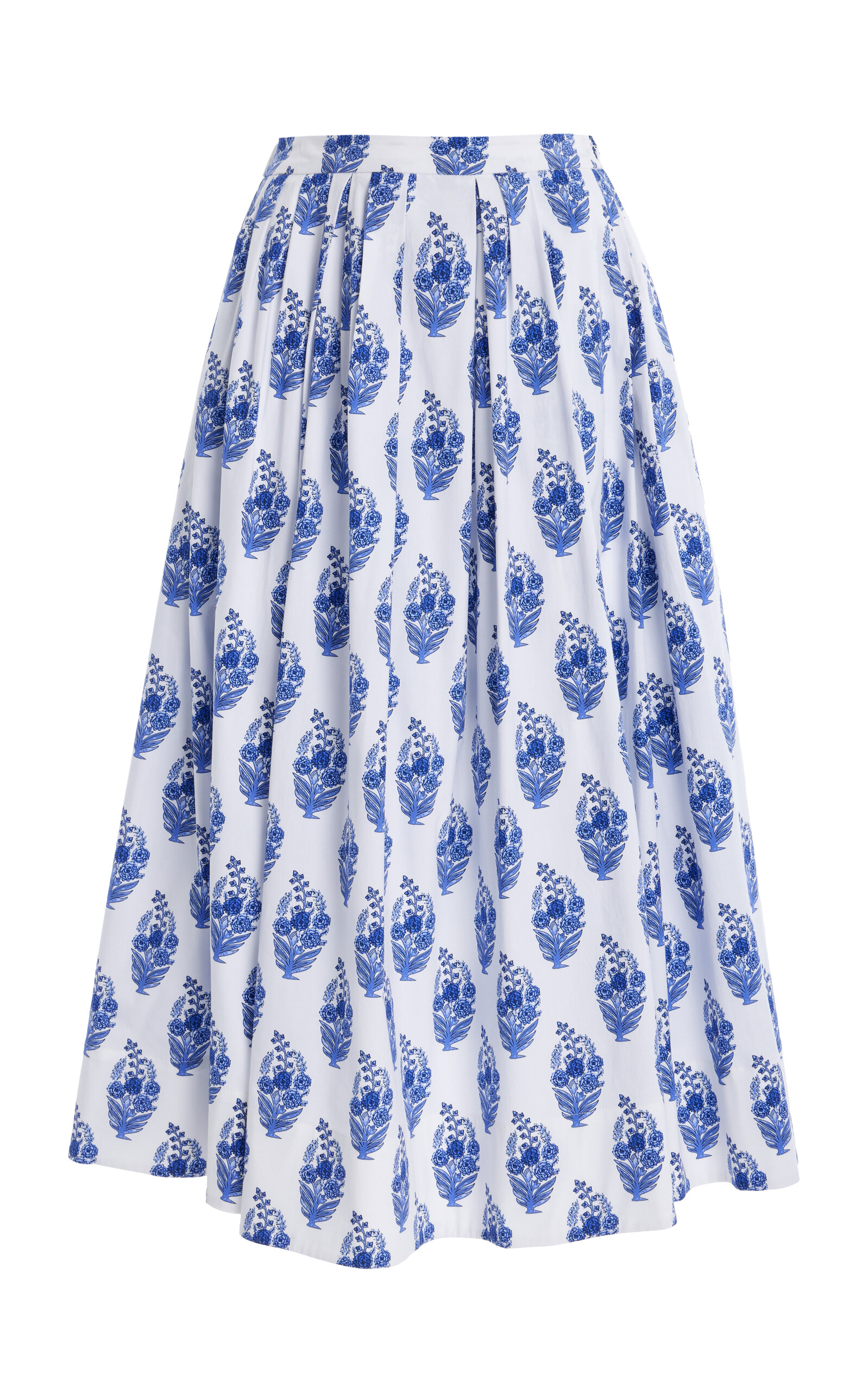Shop Carolina Herrera Cotton Poplin Midi Skirt In Print