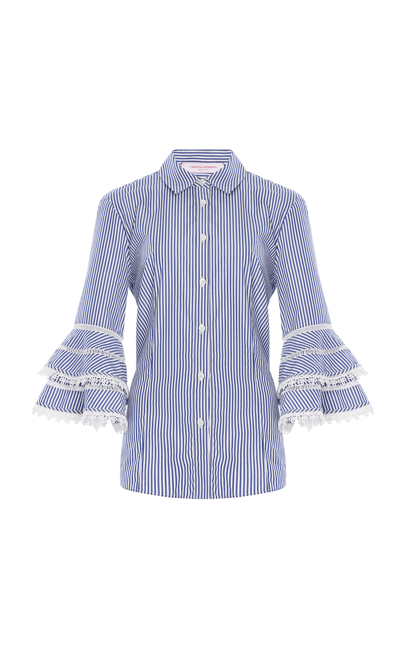 Shop Carolina Herrera Embroidered Cotton Shirt In White