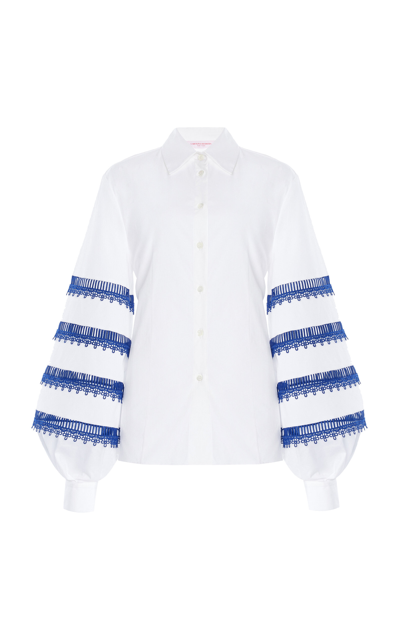 Shop Carolina Herrera Embroidered Cotton Poplin Shirt In White