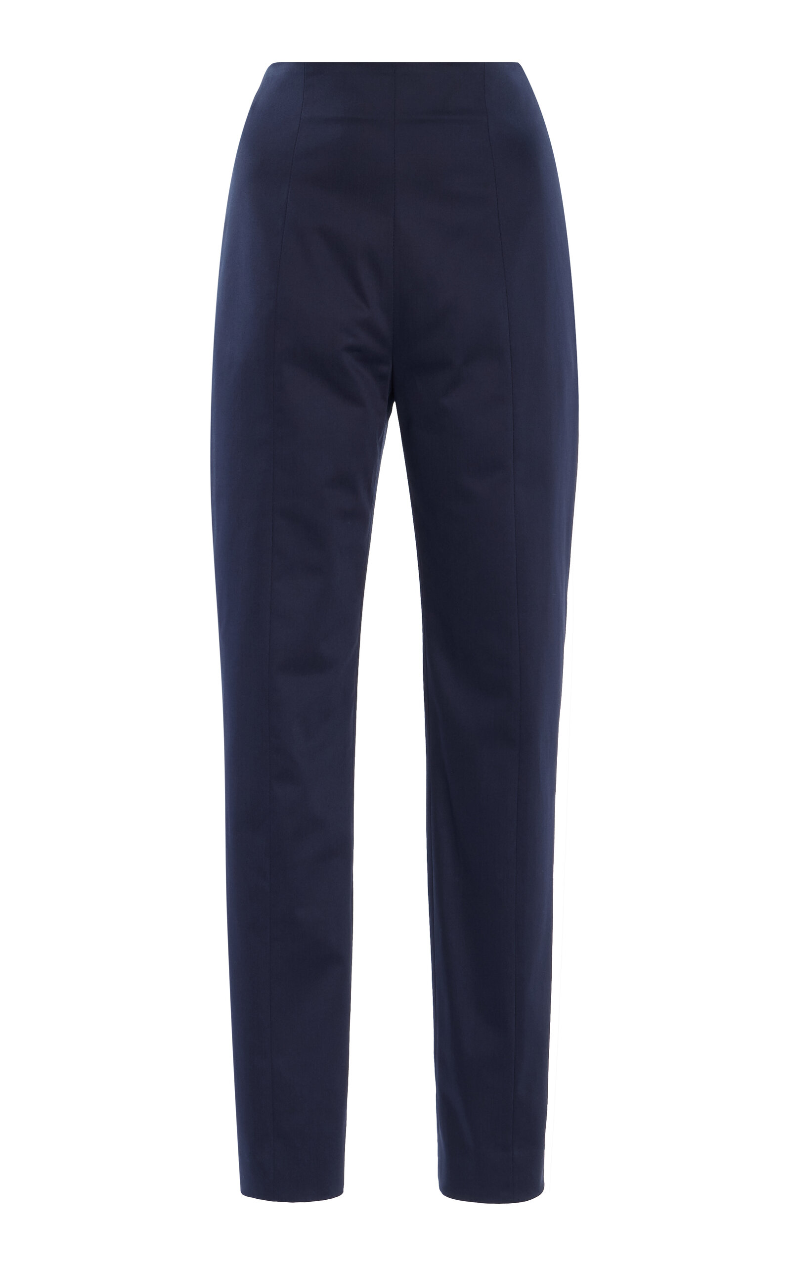 Carolina Herrera Cropped Stretch-Cotton Straight-Leg Pants - Navy