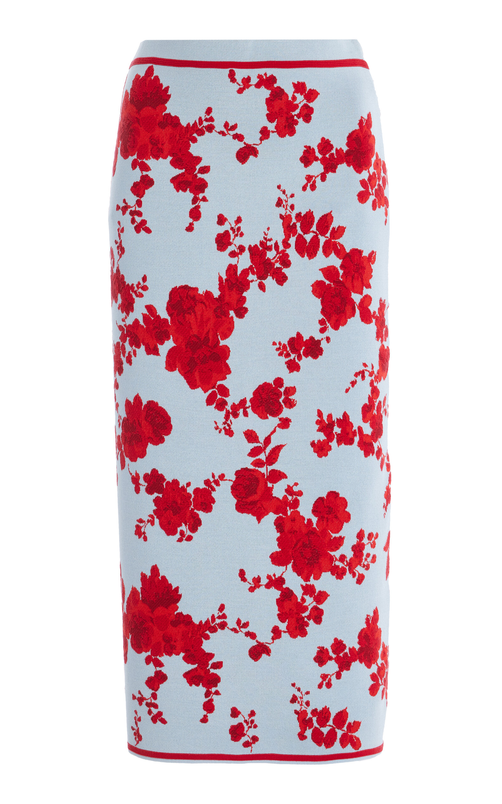 Shop Carolina Herrera Knit Silk Jacquard Midi Skirt In Multi