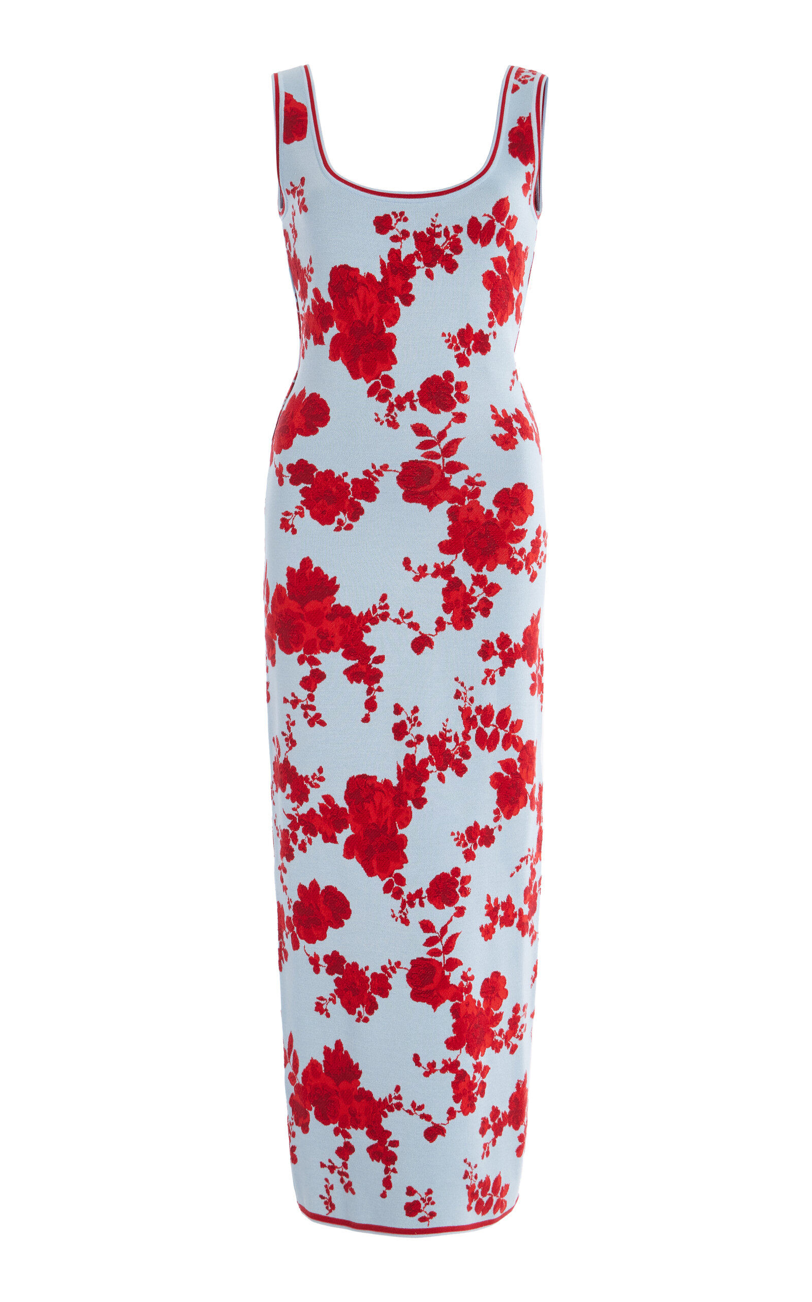 Carolina Herrera Silk Sleeveless Scoop Neck Midi Dress In Multi