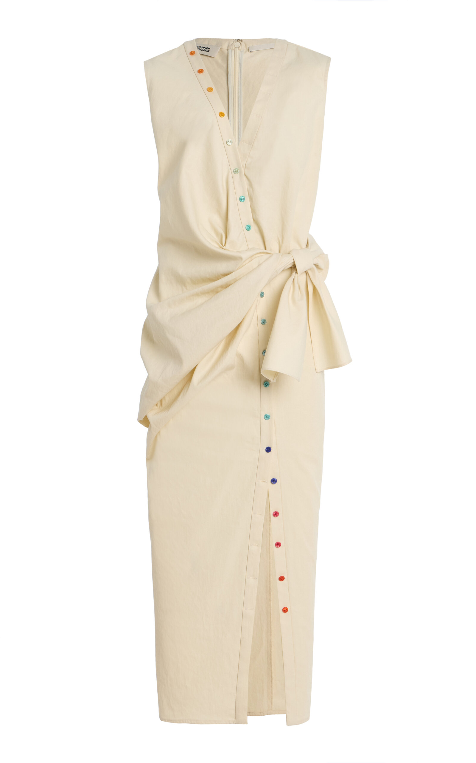 Christopher John Rogers Cotton Sarong Shirt Dress - Women's Clothing