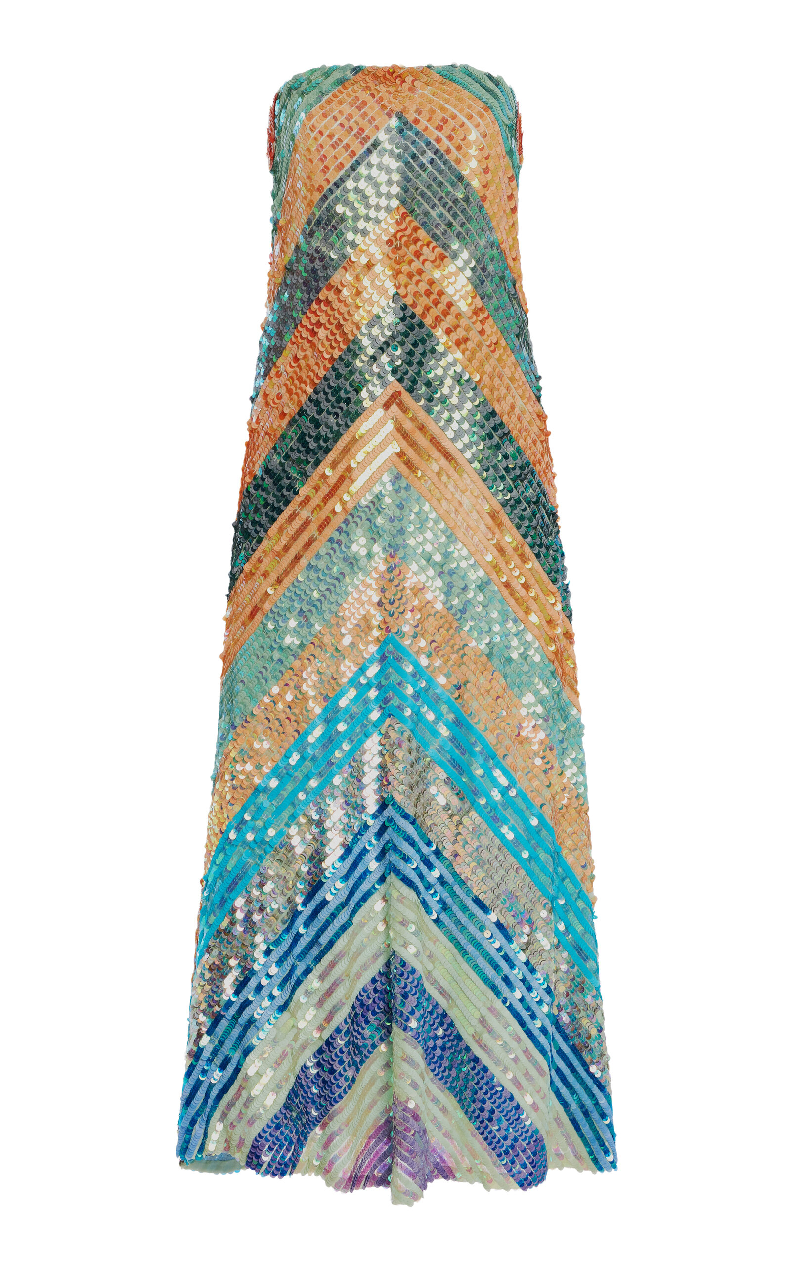 Christopher John Rogers Strapless Hand-Embellished Midi Dress