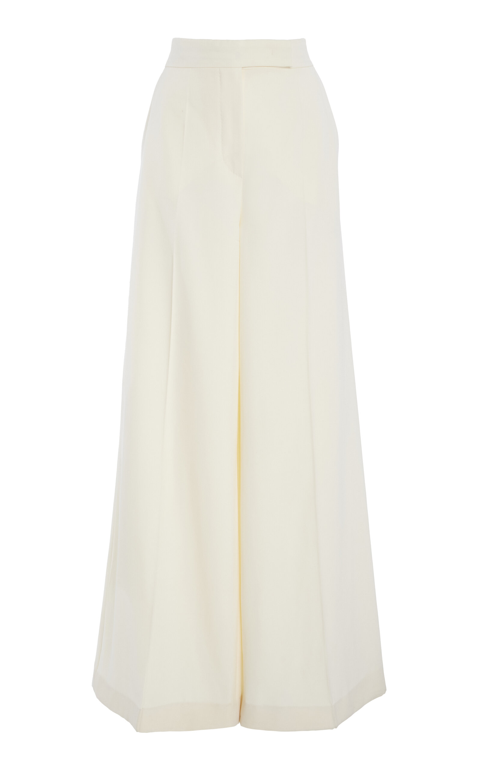 Max Mara Ninfa Long Wool Trousers In White