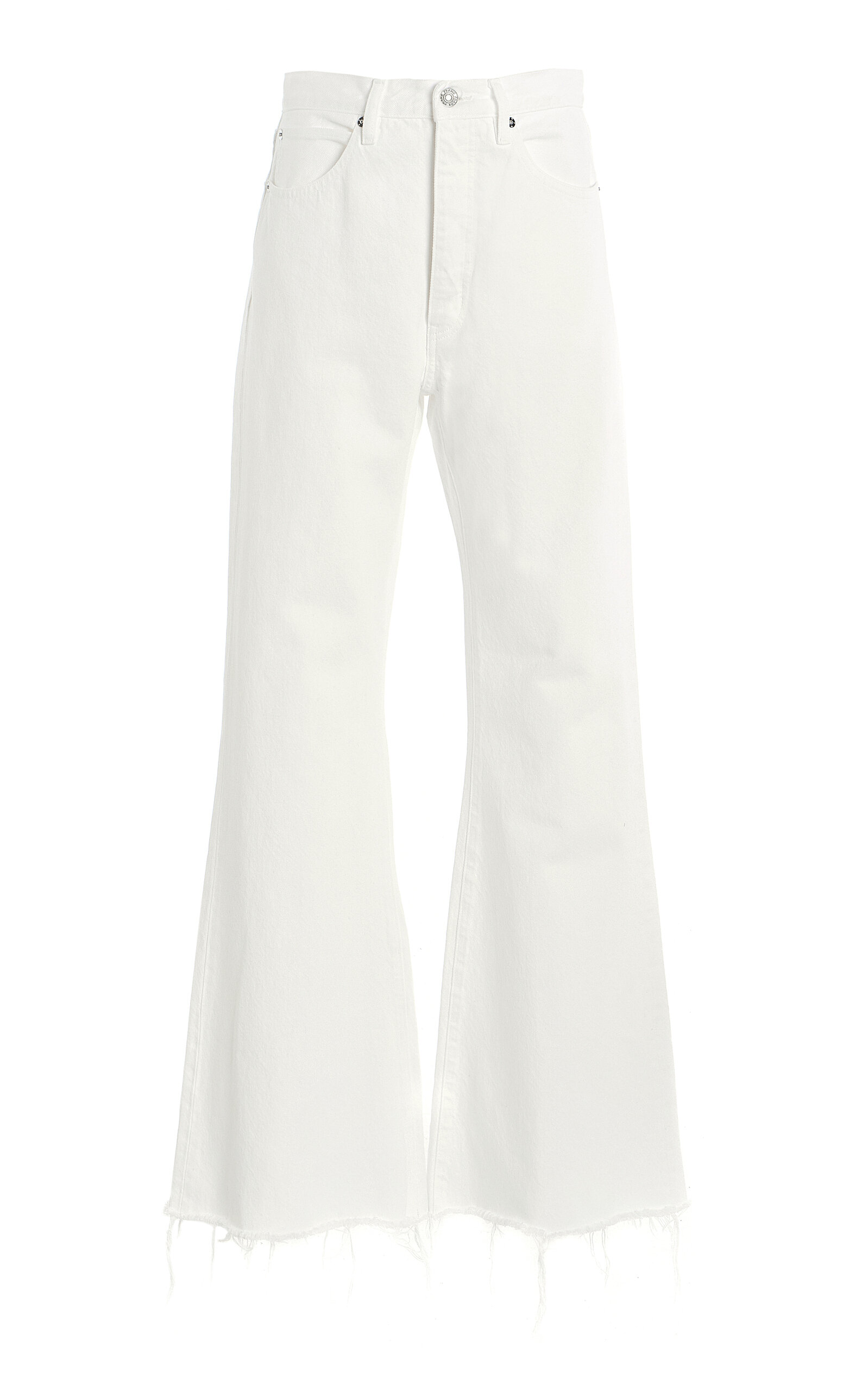 FRAME The Lax Frayed Rigid High-Rise Flared Jeans