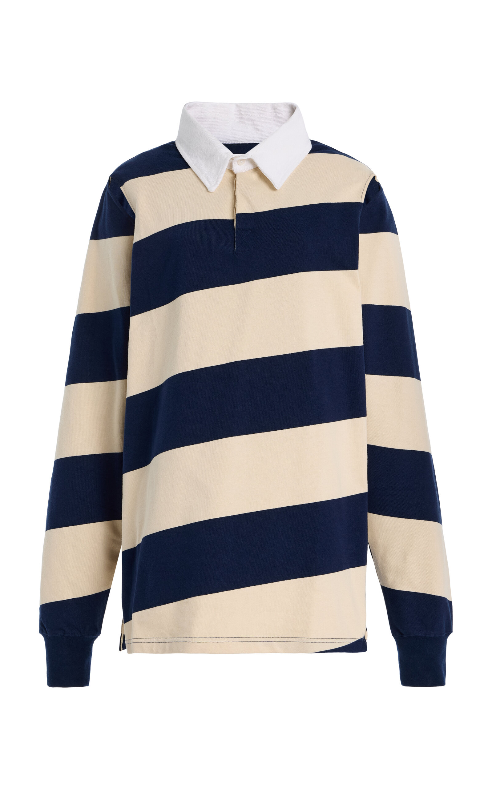 K.ngsley Pegasus Cutout Striped Cotton Polo Shirt