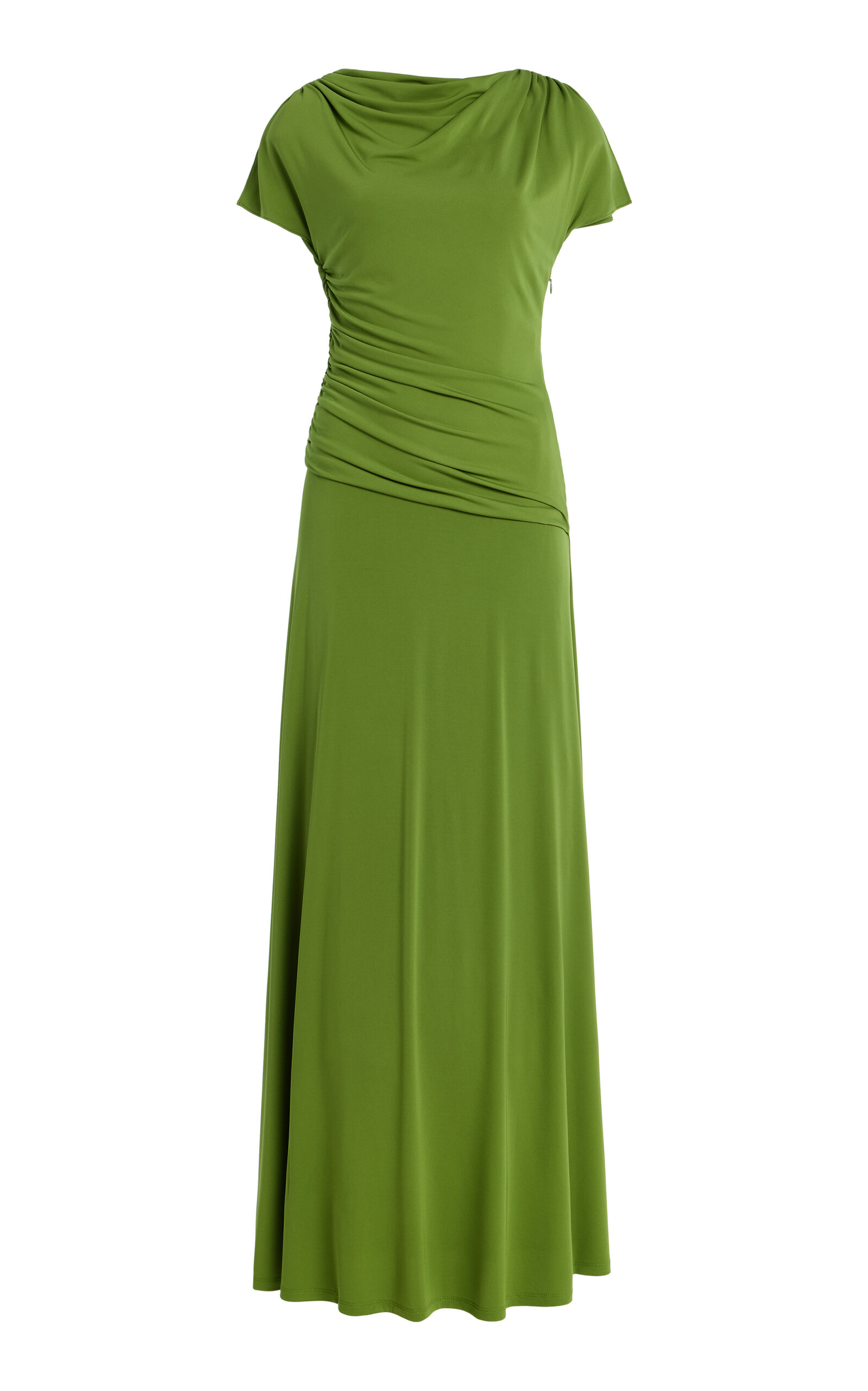 SIMKHAI SHANELLE DRAPED JERSEY MIDI DRESS 