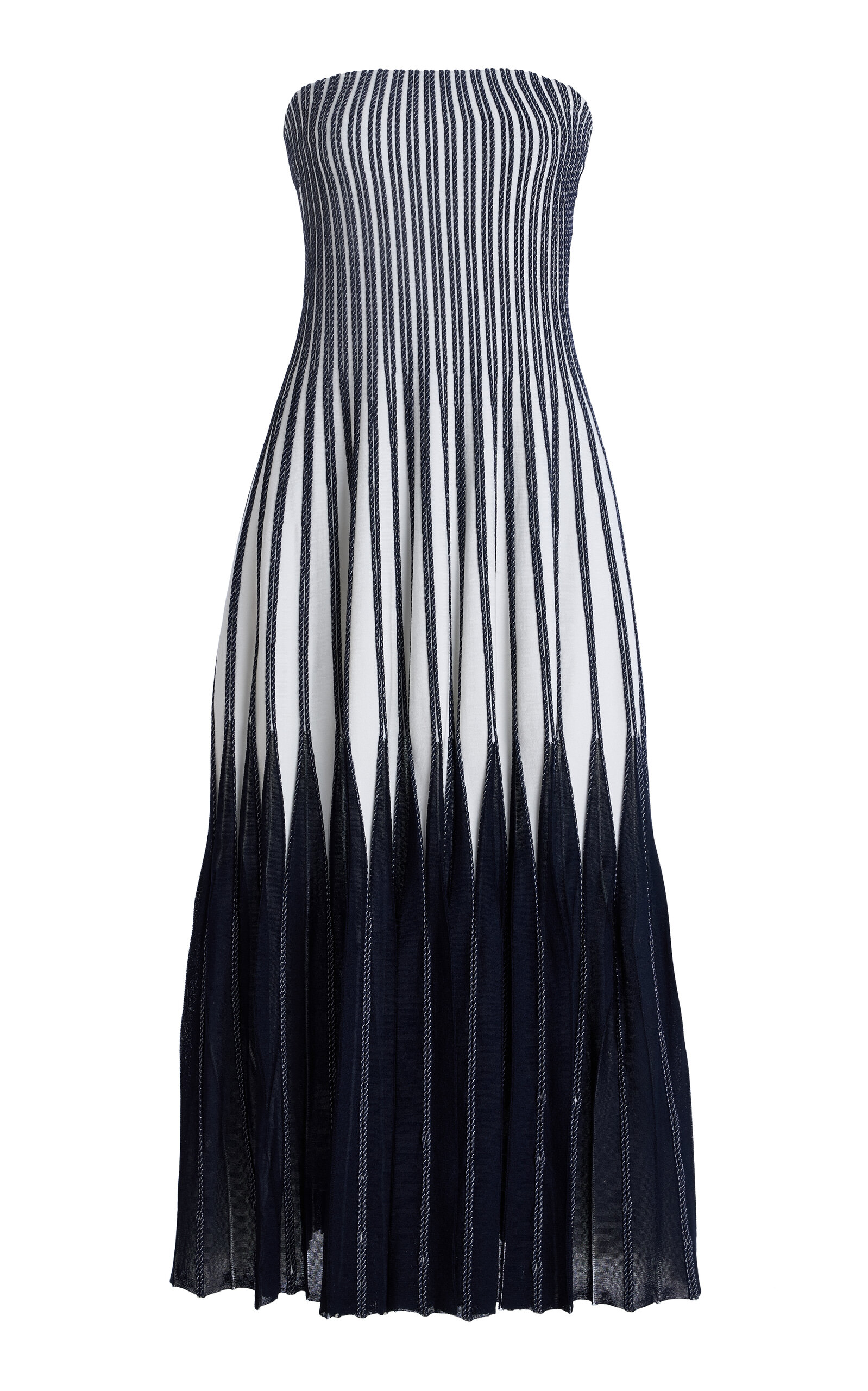 Shop Simkhai Soliel Strapless Knit Midi Dress In Navy