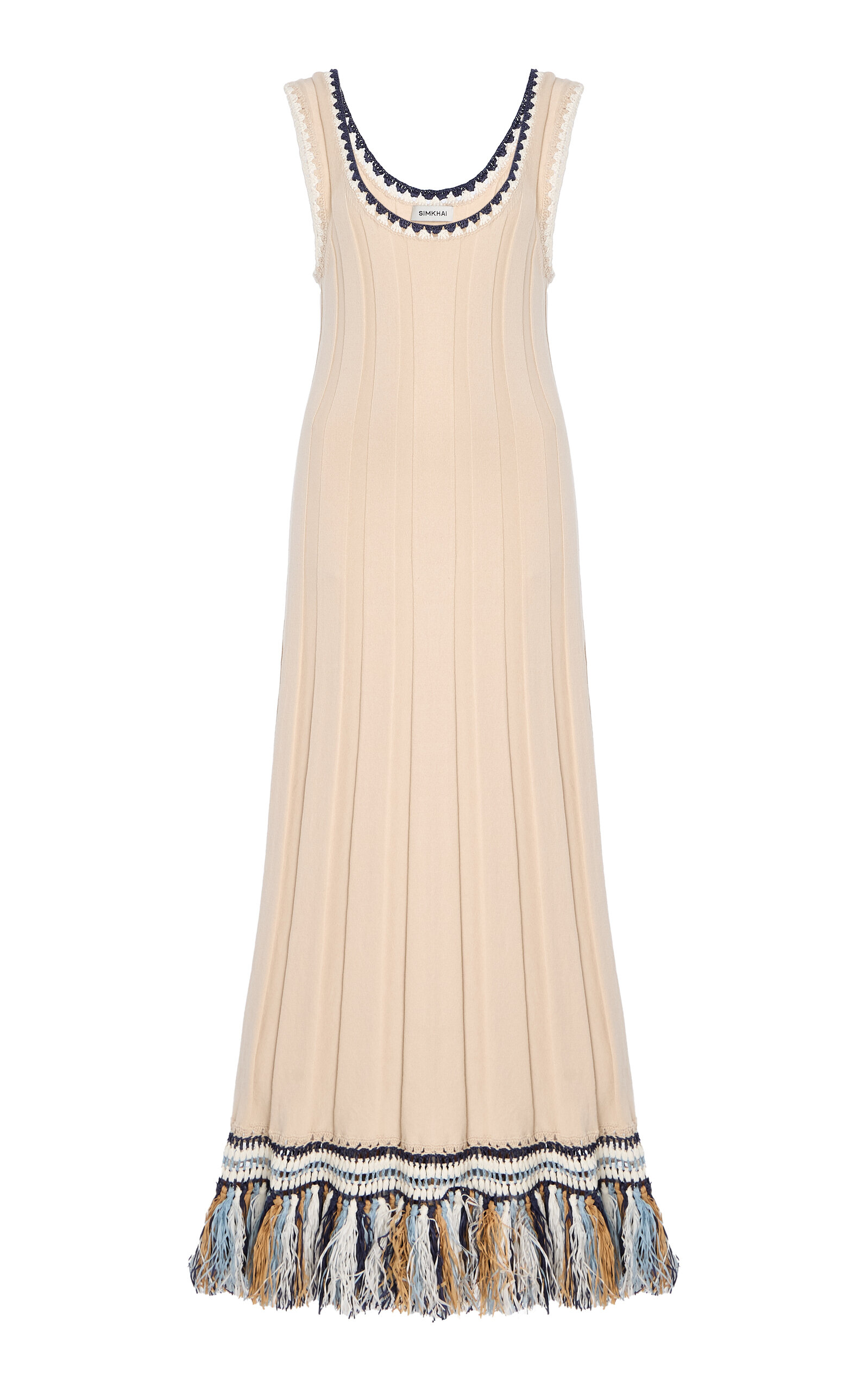 SIMKHAI Julianna Fringed Knit Maxi Dress - Neutral