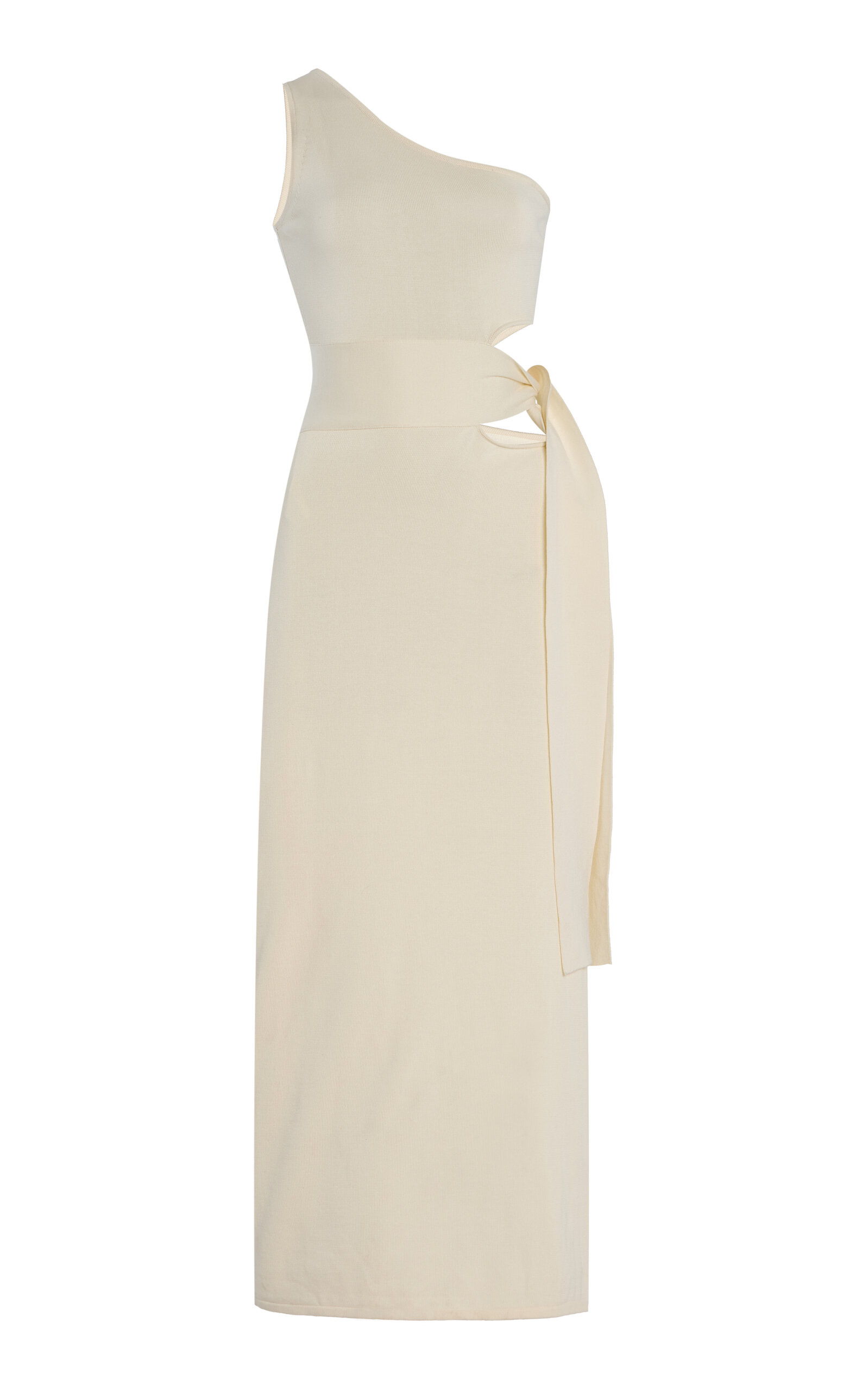 Simkhai Aurelia Asymmetric Cutout Cotton-silk Midi Dress In Ivory