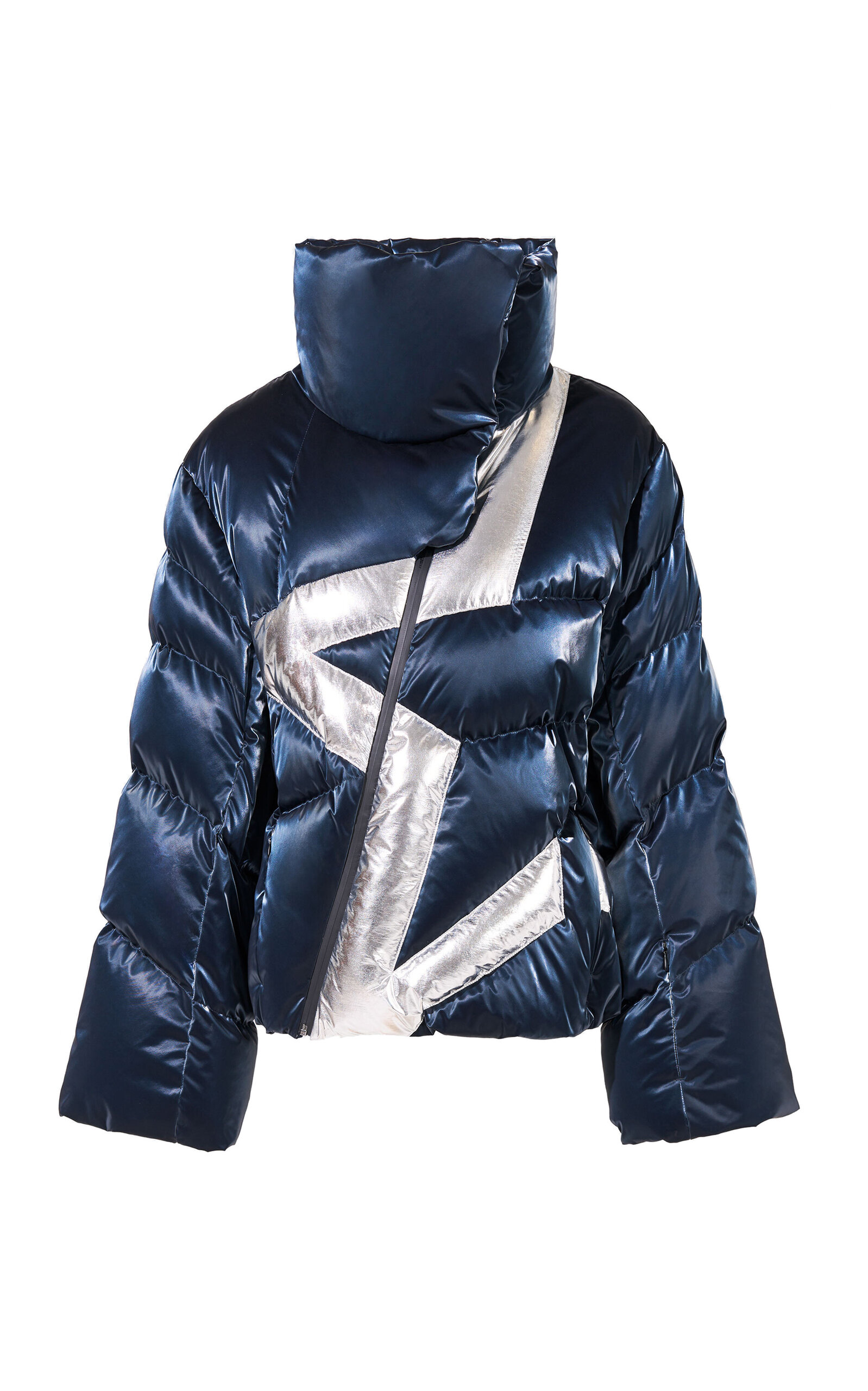 Perfect Moment Ariel Quilted Metallic Down Ski Jacket In Navy