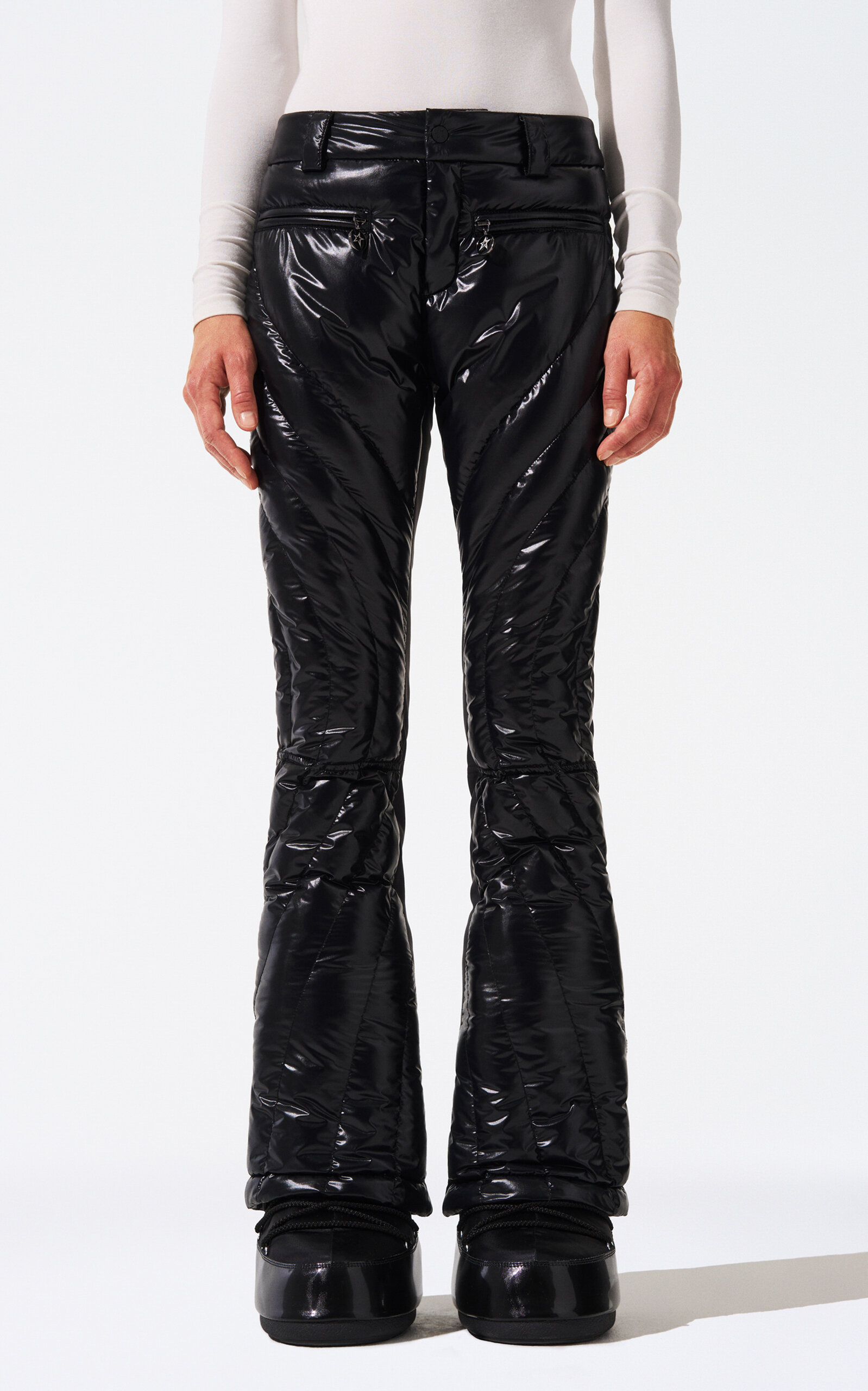 Perfect Moment Women's Mid-rise Carving Ski Pant, Ski Pants, Black Liquid, Xl In Black