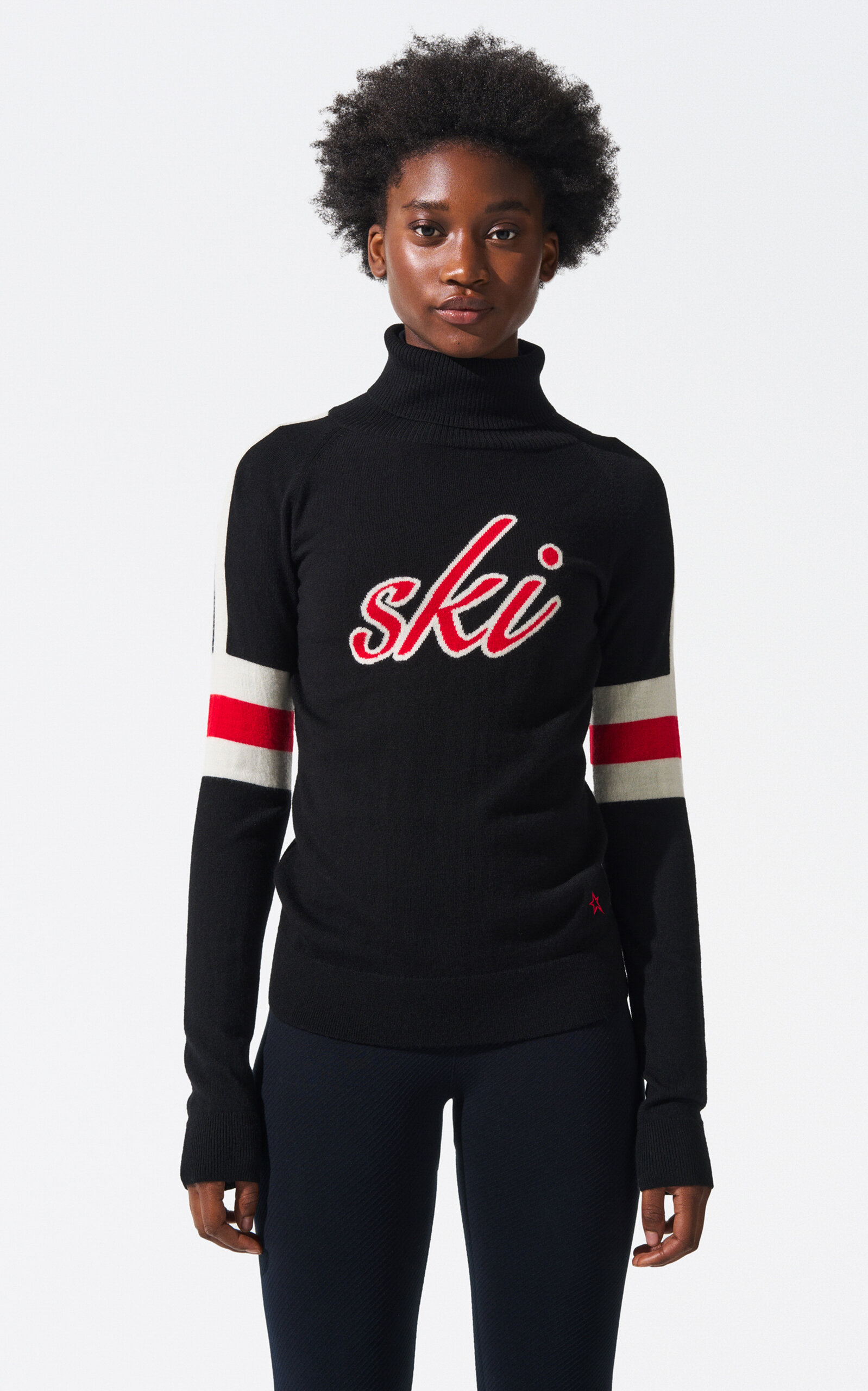 Perfect Moment Womens Neve Turtleneck Merino-wool Ski Jumper Black Xs In Black