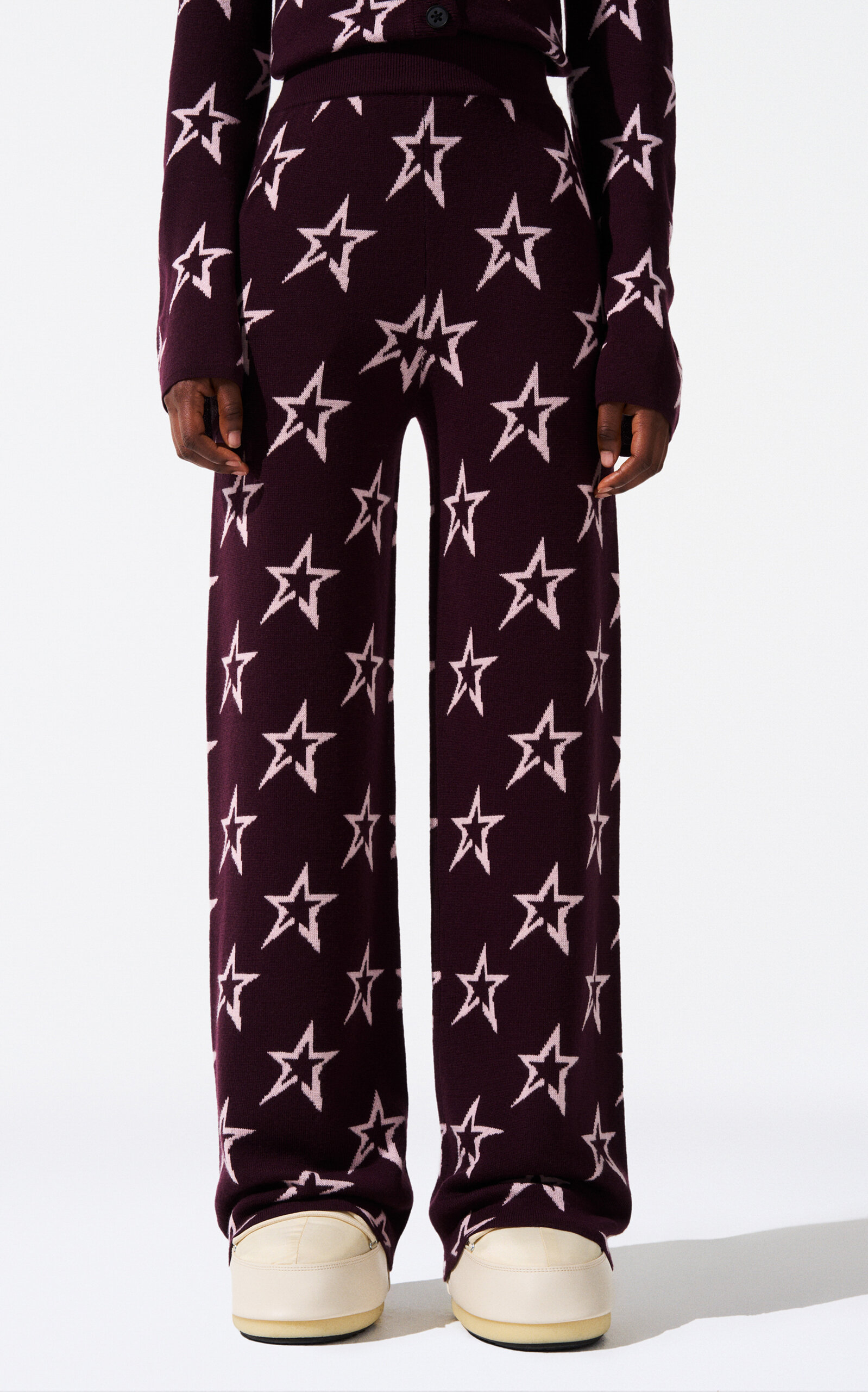 Shop Perfect Moment Chalet Merino Wool Wide-leg Pants In Burgundy