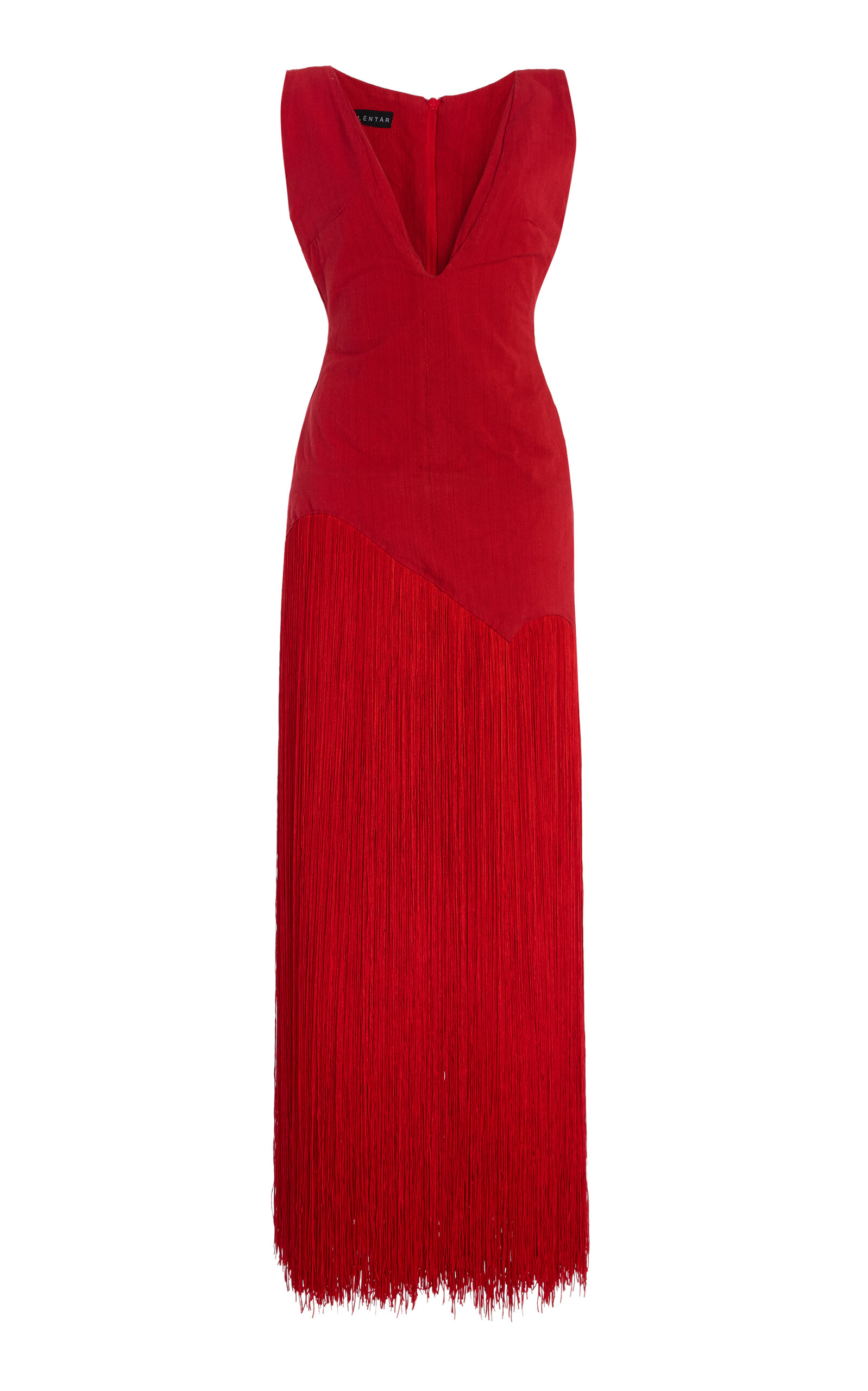 Exclusive Jade Fringed Cotton Maxi Dress
