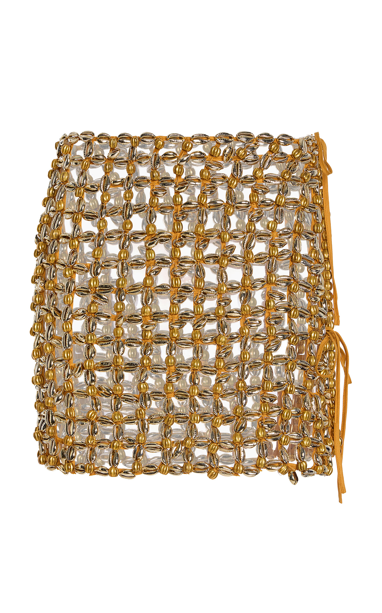 Kilentar Exclusive Imole Embellished Woven Mini Skirt - Gold - XS