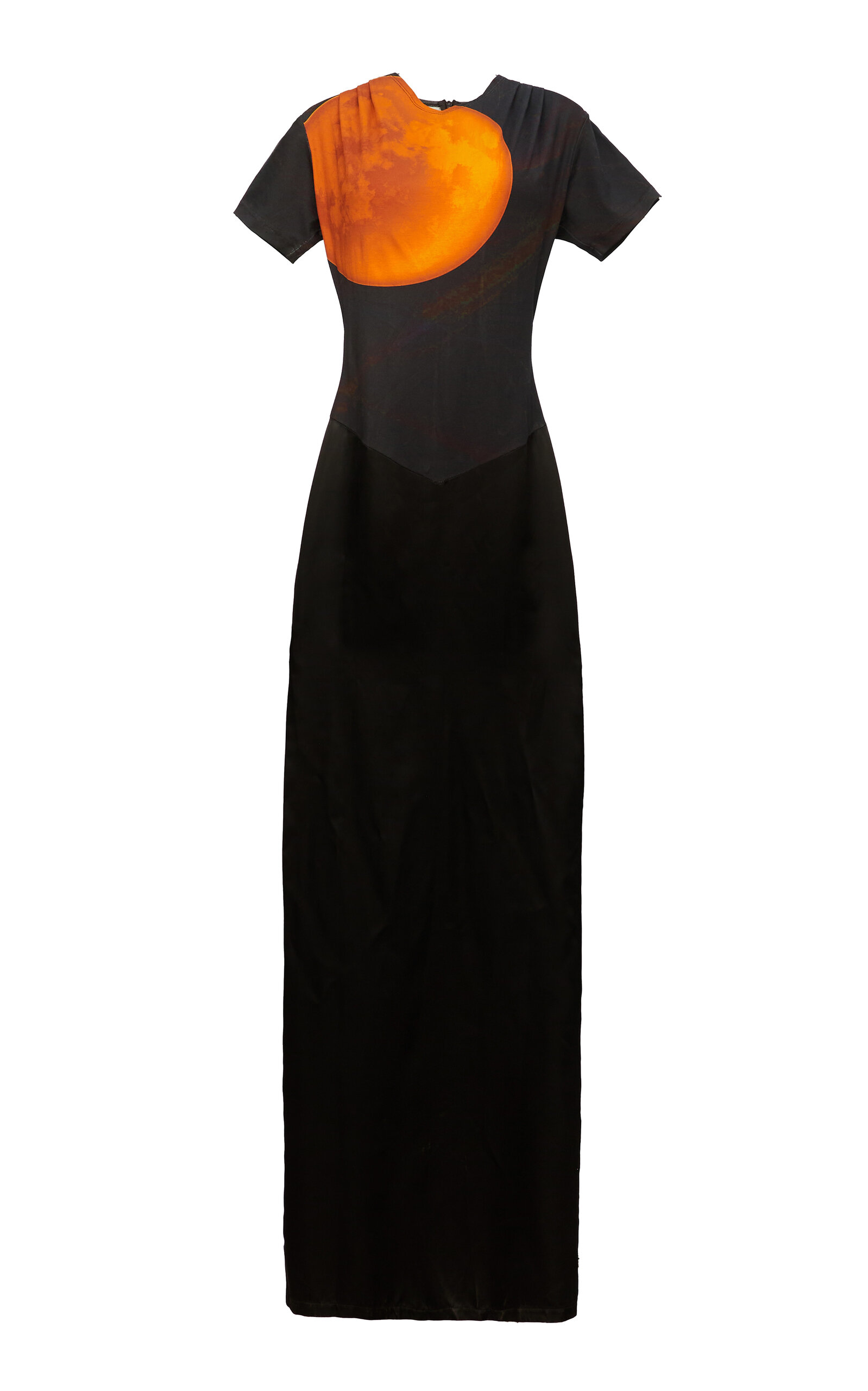 Orange Culture Maryam Eclipse Printed Jersey-satin Maxi Dress In Black