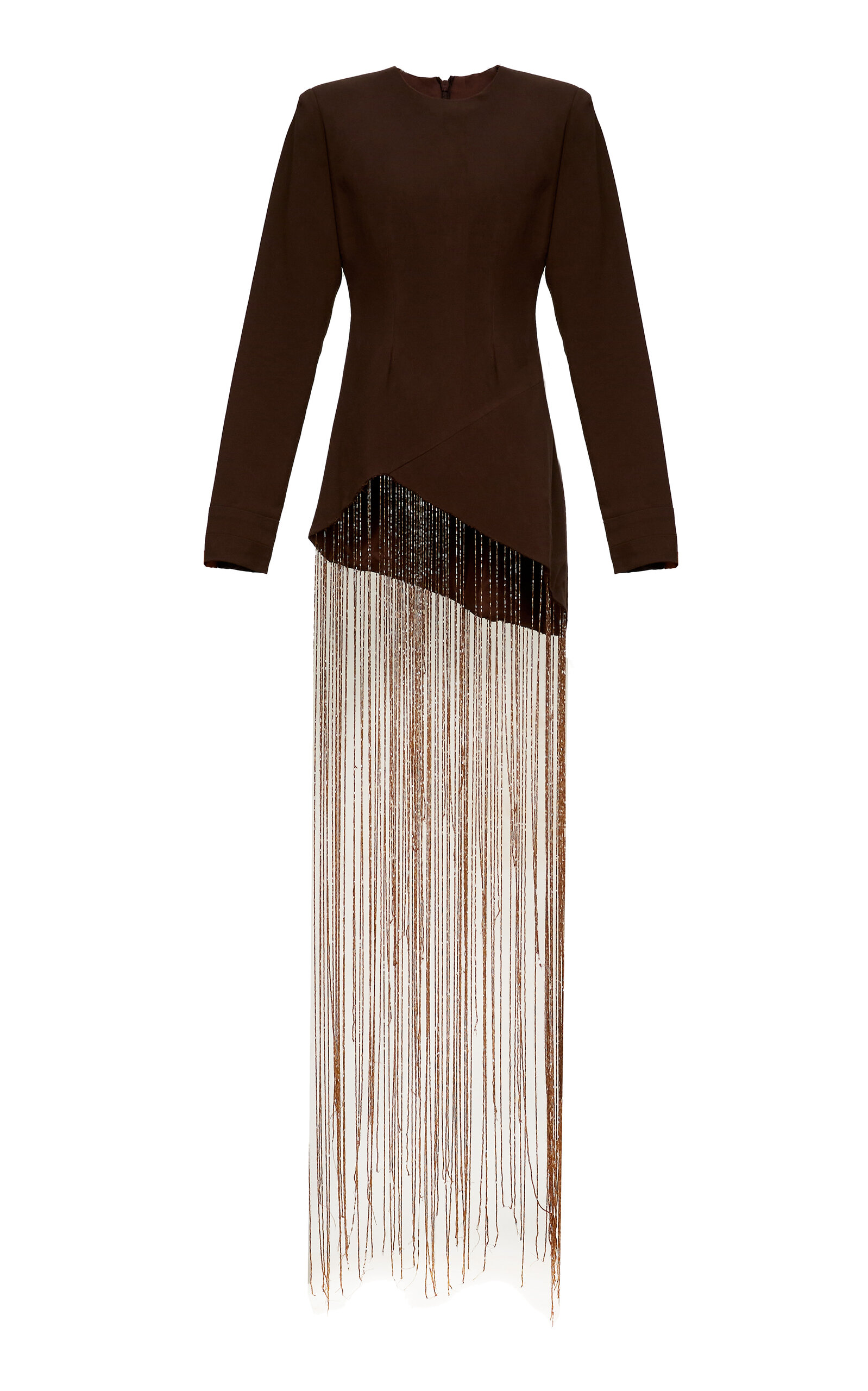 Orange Culture Chimamanda Tassle-beaded Crepe Top In Brown