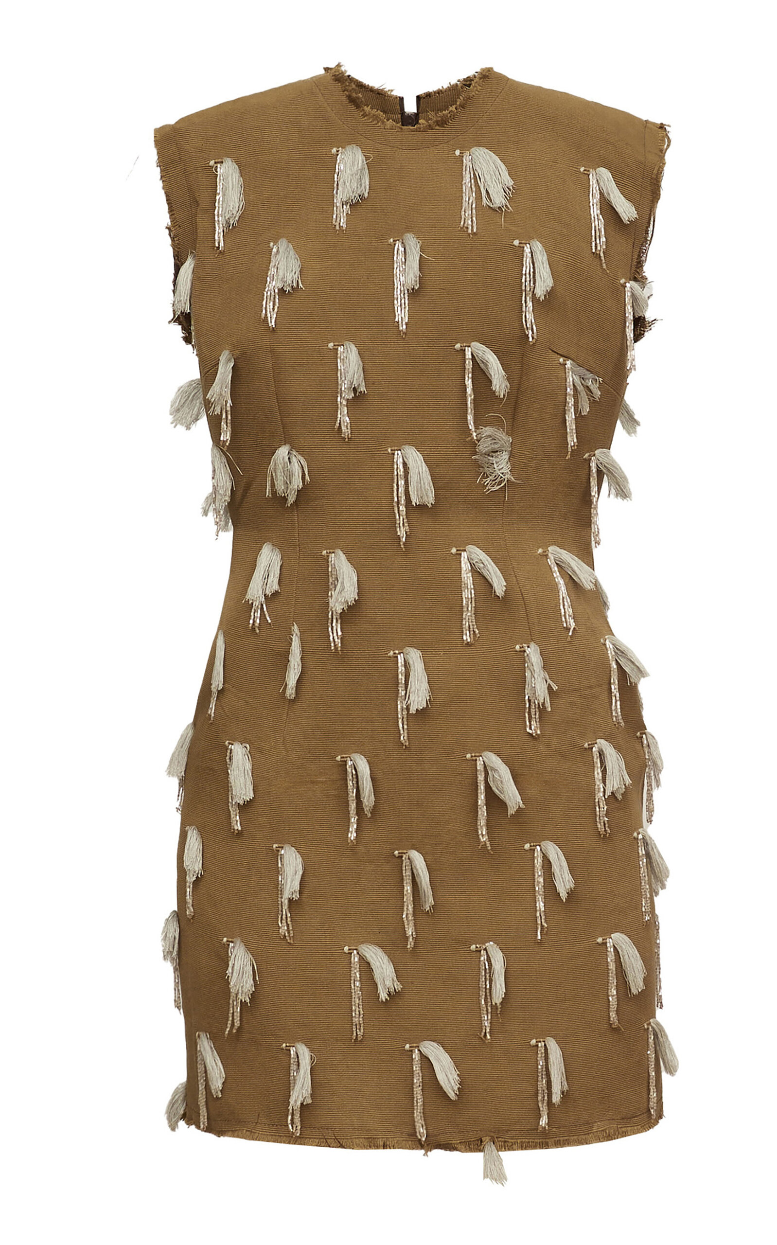 Abiola Olusola Pinke Embellished Cotton Mini Dress In Tan