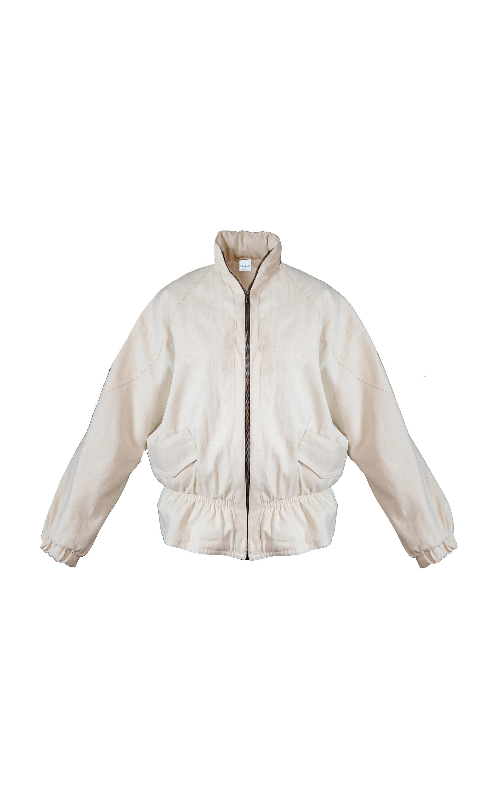 Shop Lilabare Drill Cotton Bomber Jacket In Off-white