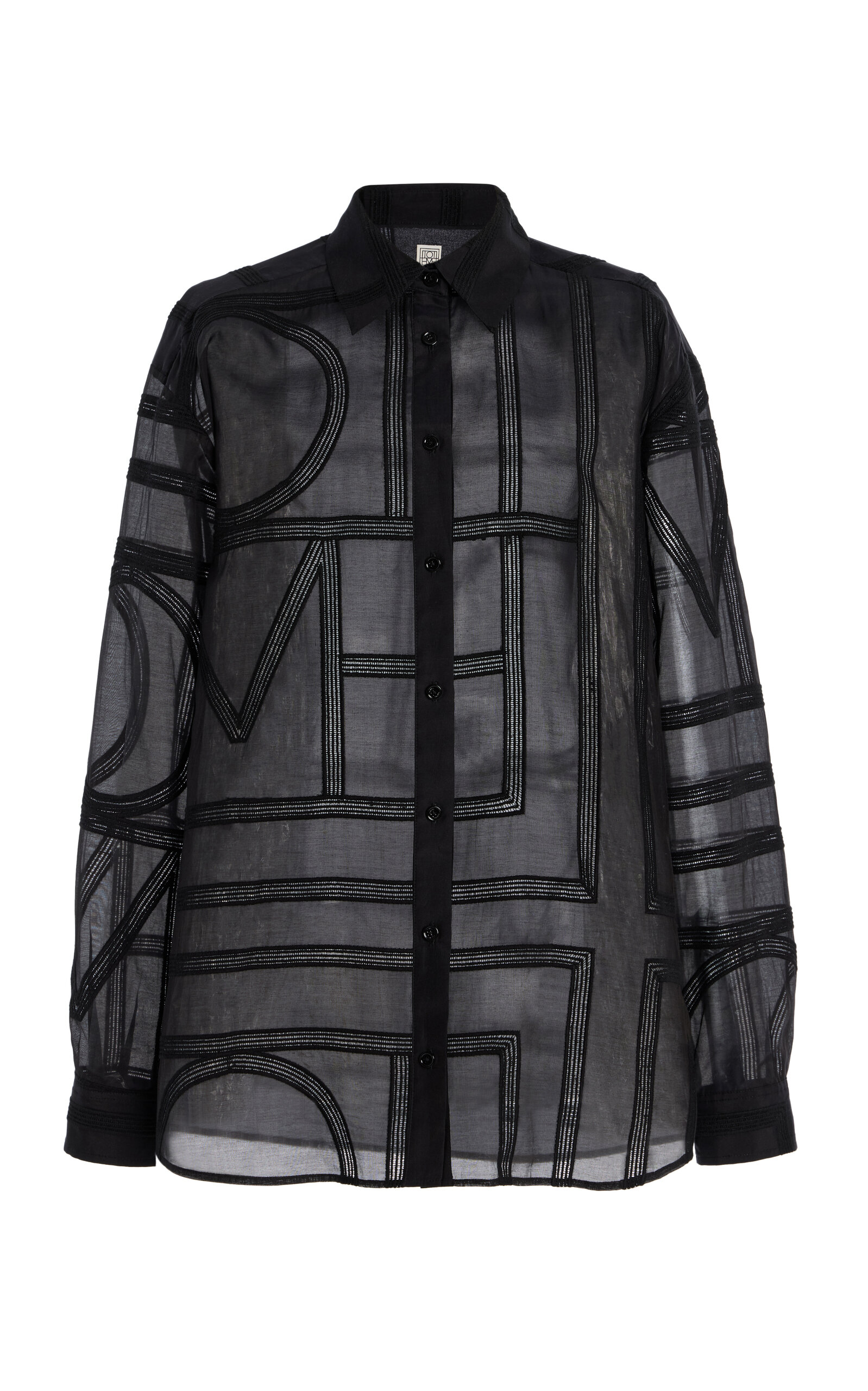Totême Embroidered Cotton-silk Shirt In Black