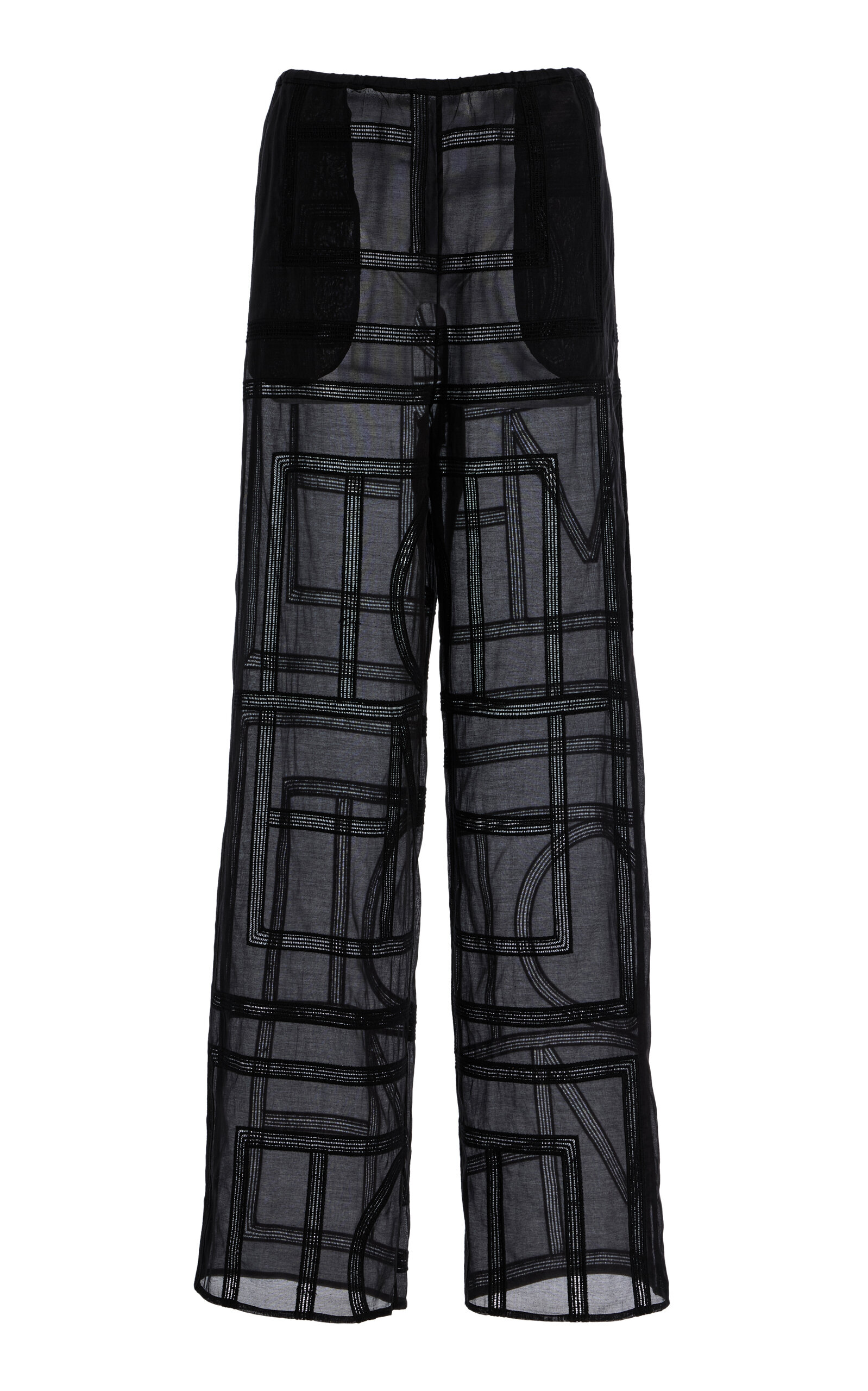 Totême Embroidered Cotton-silk Wide-leg Pants
