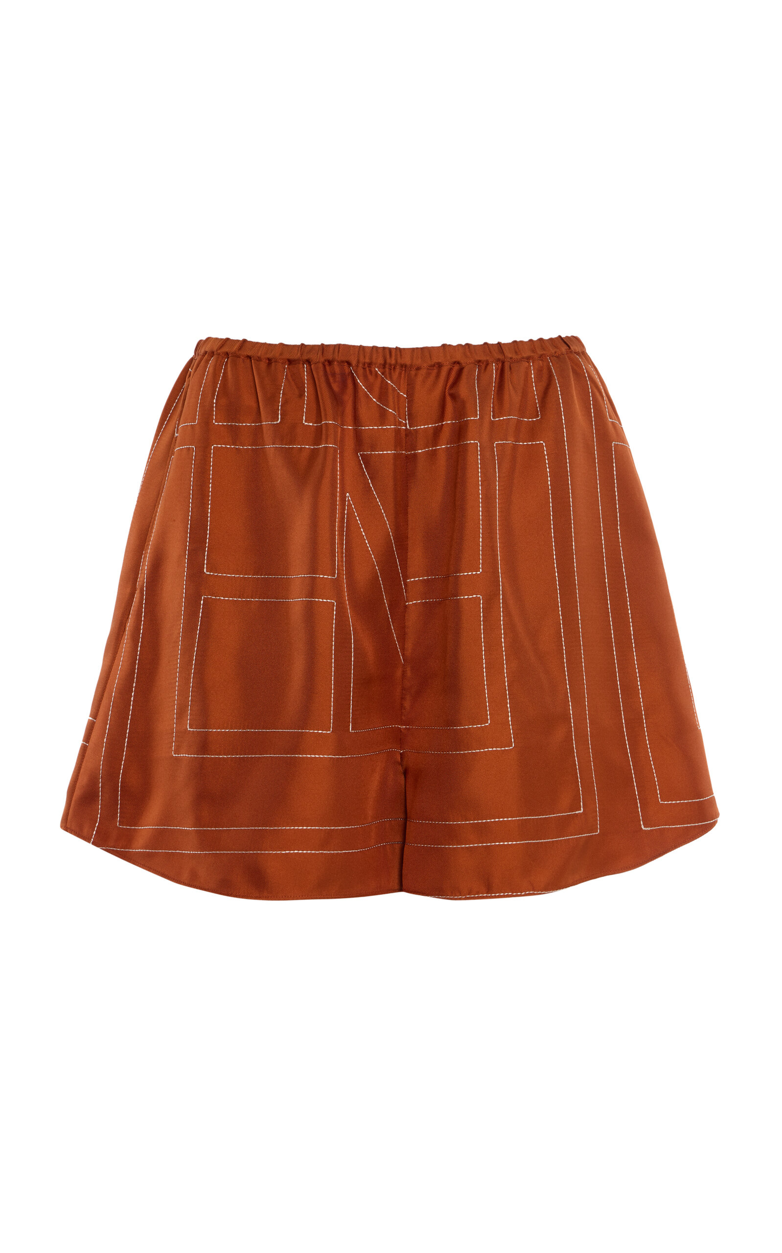 Shop Totême Monogram Silk Shorts
