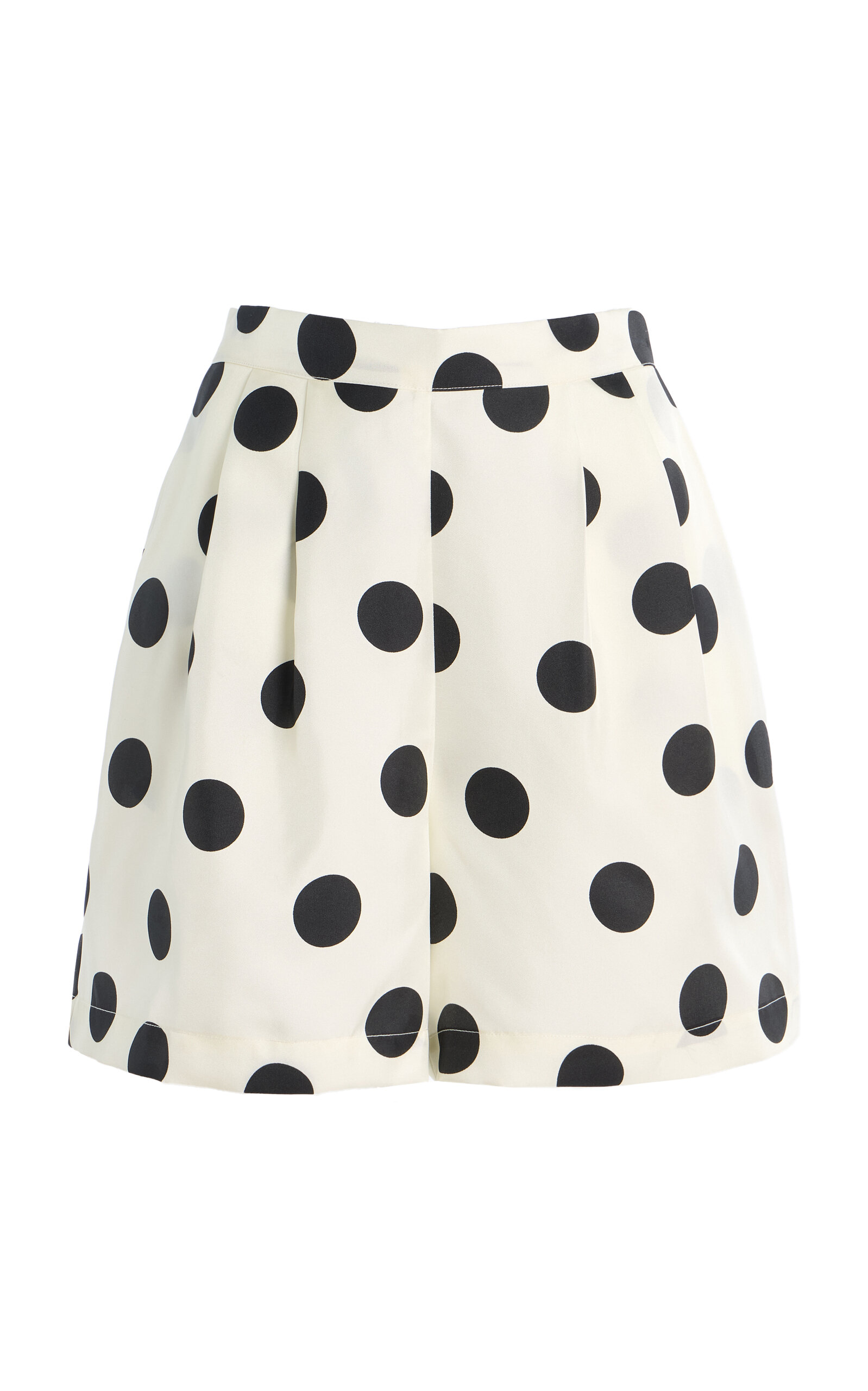 Asceno Exclusive Riviera Dallas Polka-dot Silk-twill Shorts In White