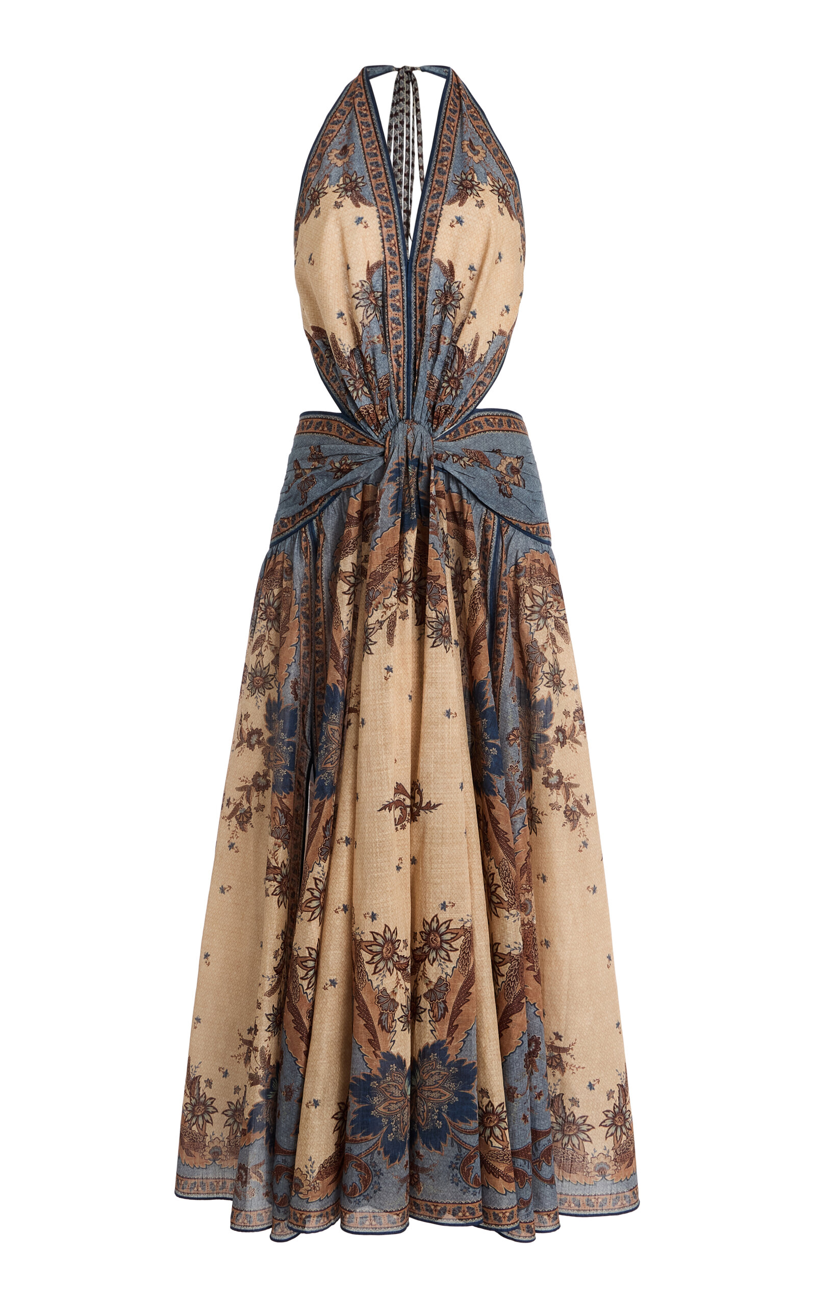Zimmermann Ascension Printed Cotton Maxi Halter Dress - Blue - Women's Clothing