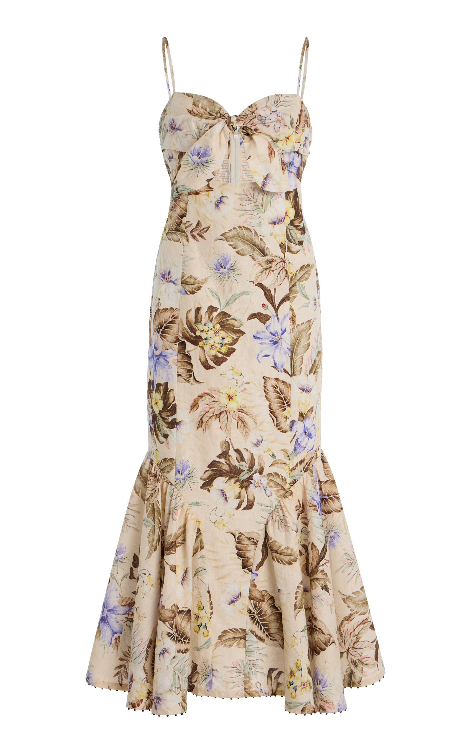 Zimmermann Coco Tie-Front Linen Midi Dress - Women's Clothing