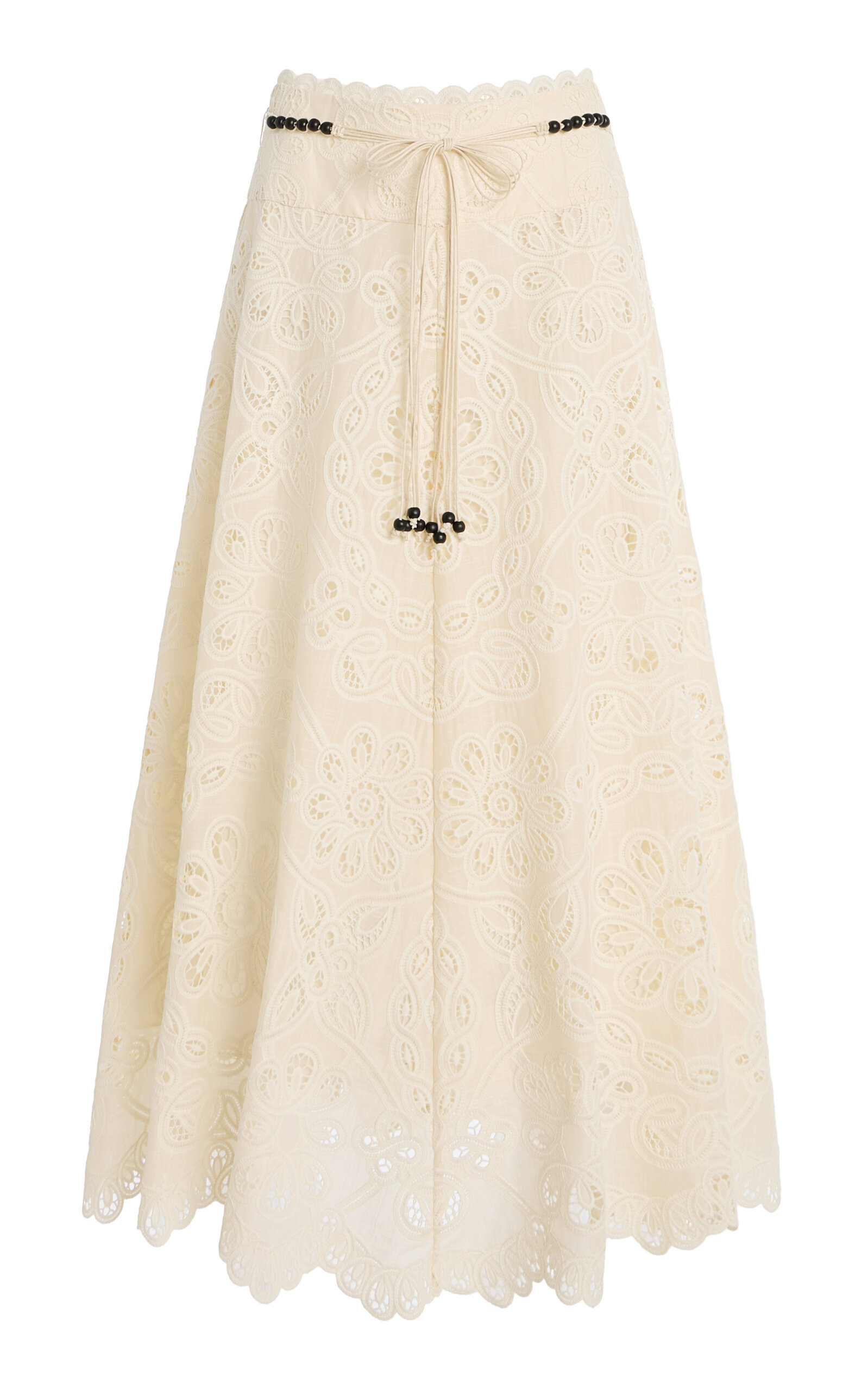Zimmermann Cotton Rhiannon Embroidered Midi Skirt
