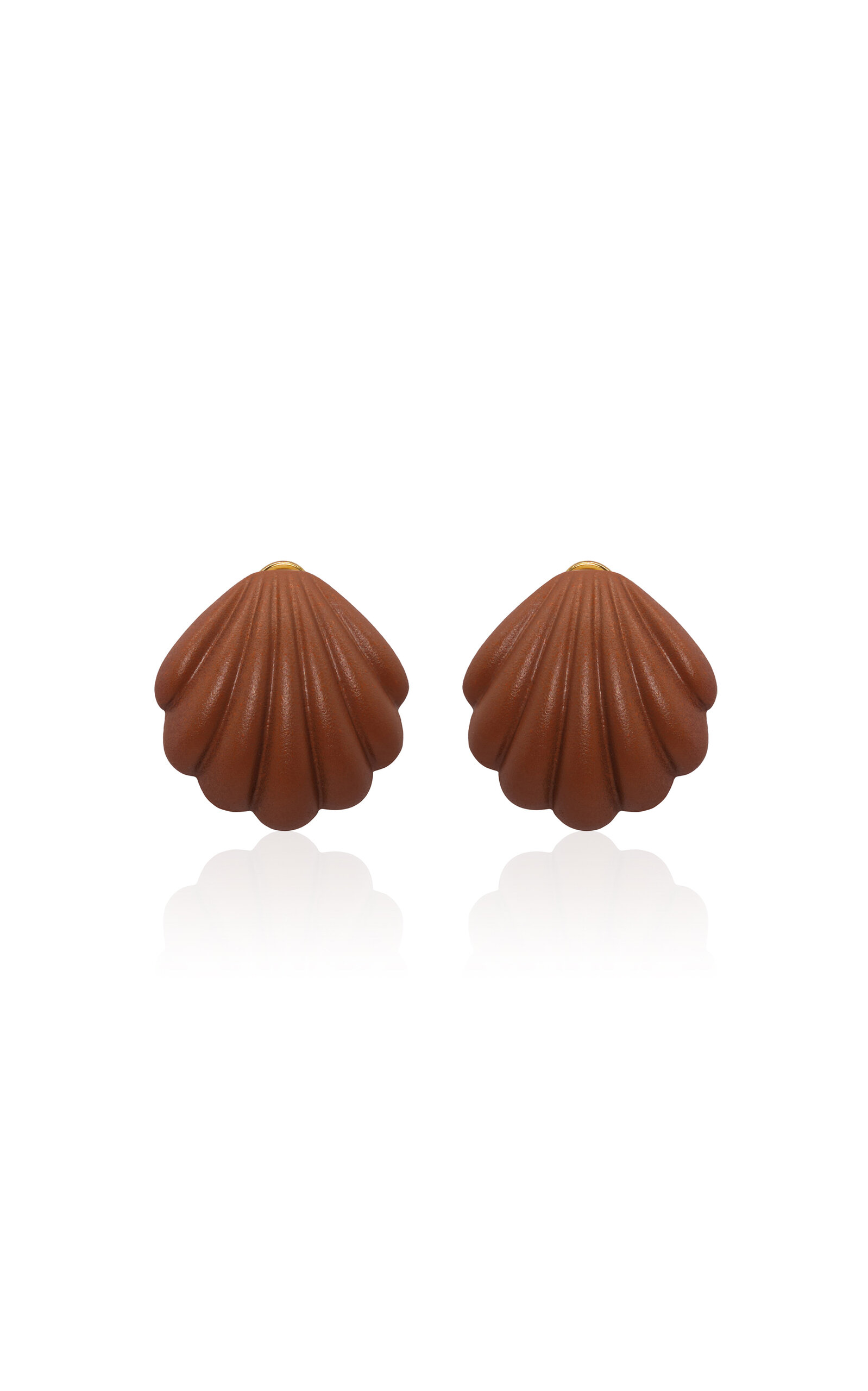 Johanna Ortiz The Aztec Shell Earrings In Orange