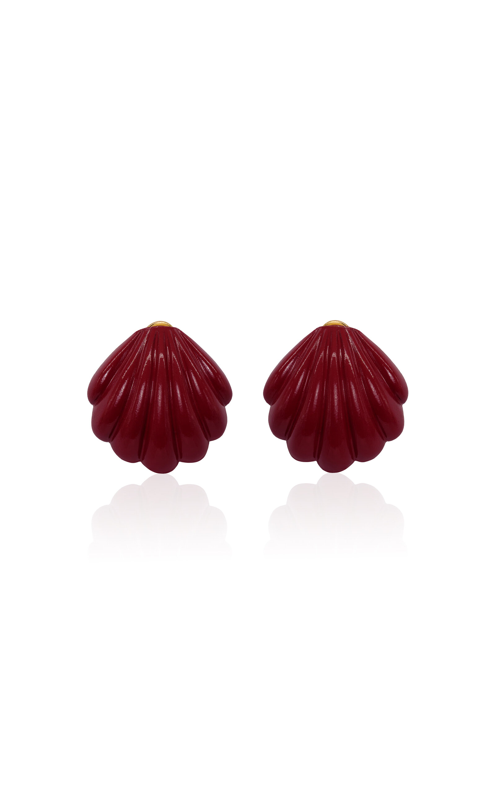 Johanna Ortiz The Aztec Shell Earrings In Red