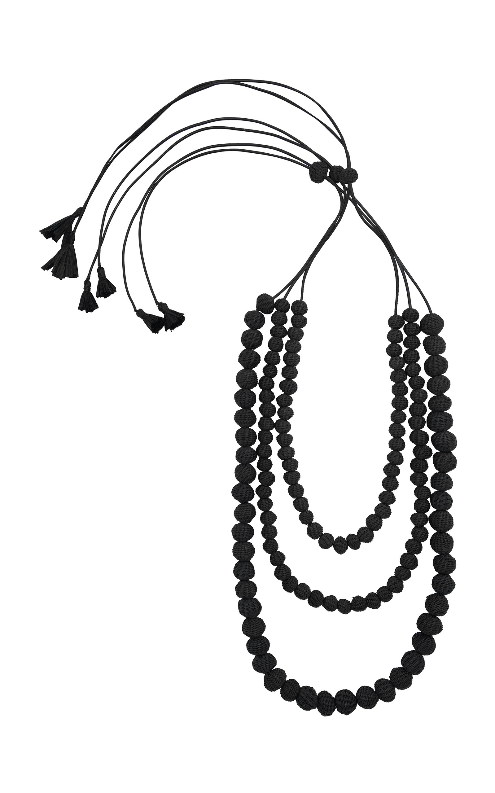 Johanna Ortiz Soul's Purification Tiered Beaded Necklace In Black