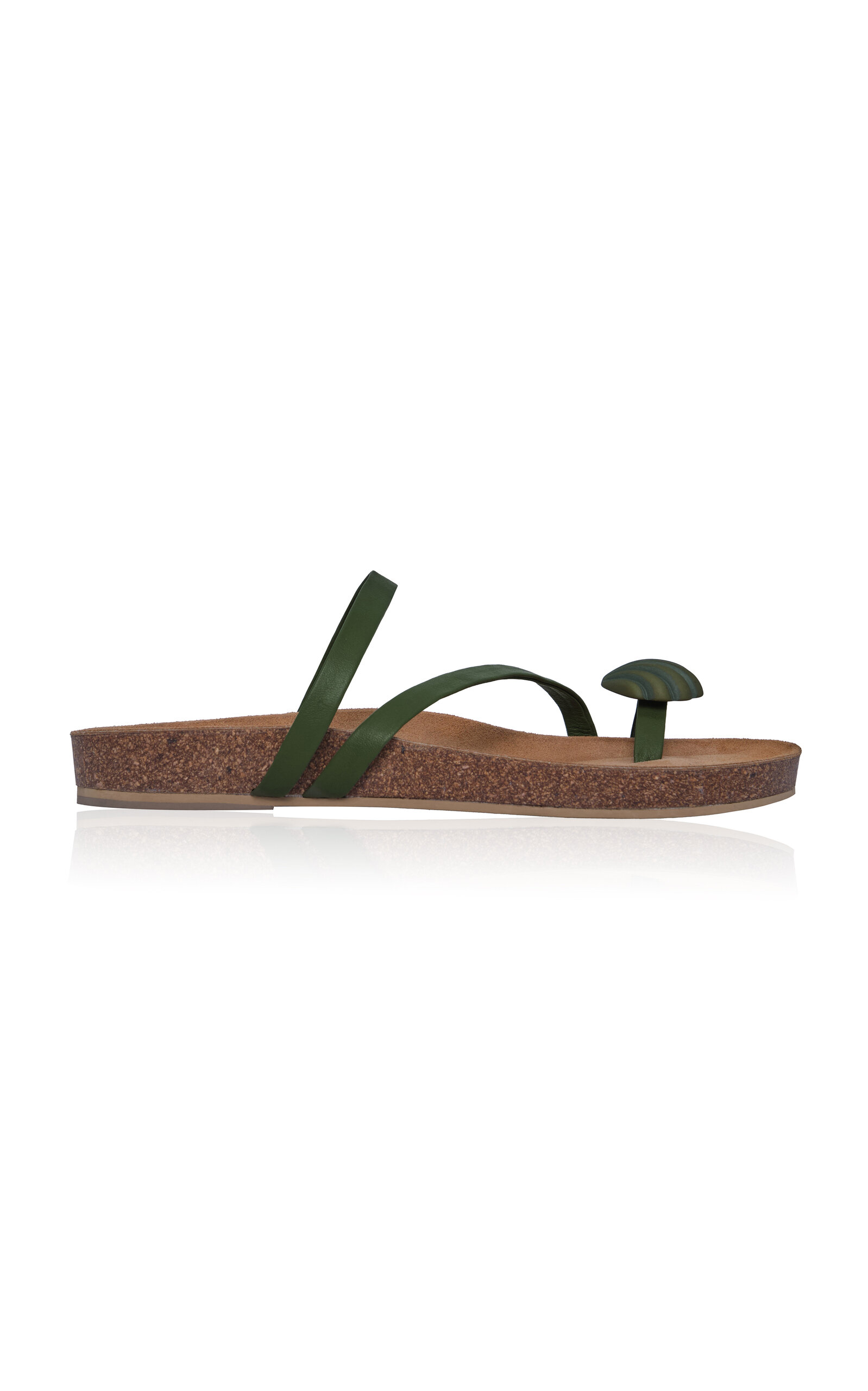 Johanna Ortiz Aztec Horse Leather Sandals In Green