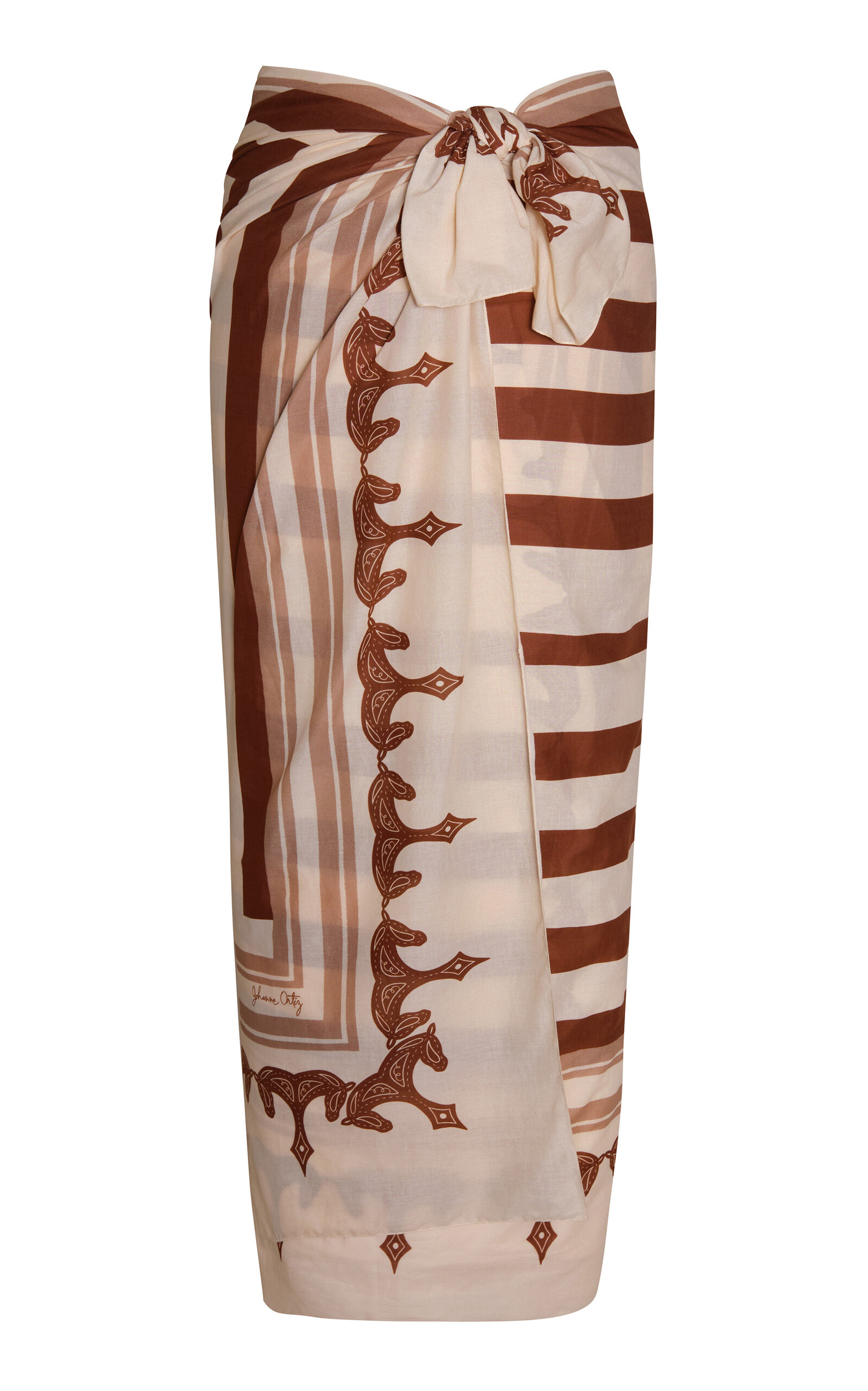 Johanna Ortiz Infinity Palm Cotton Pareo In Brown
