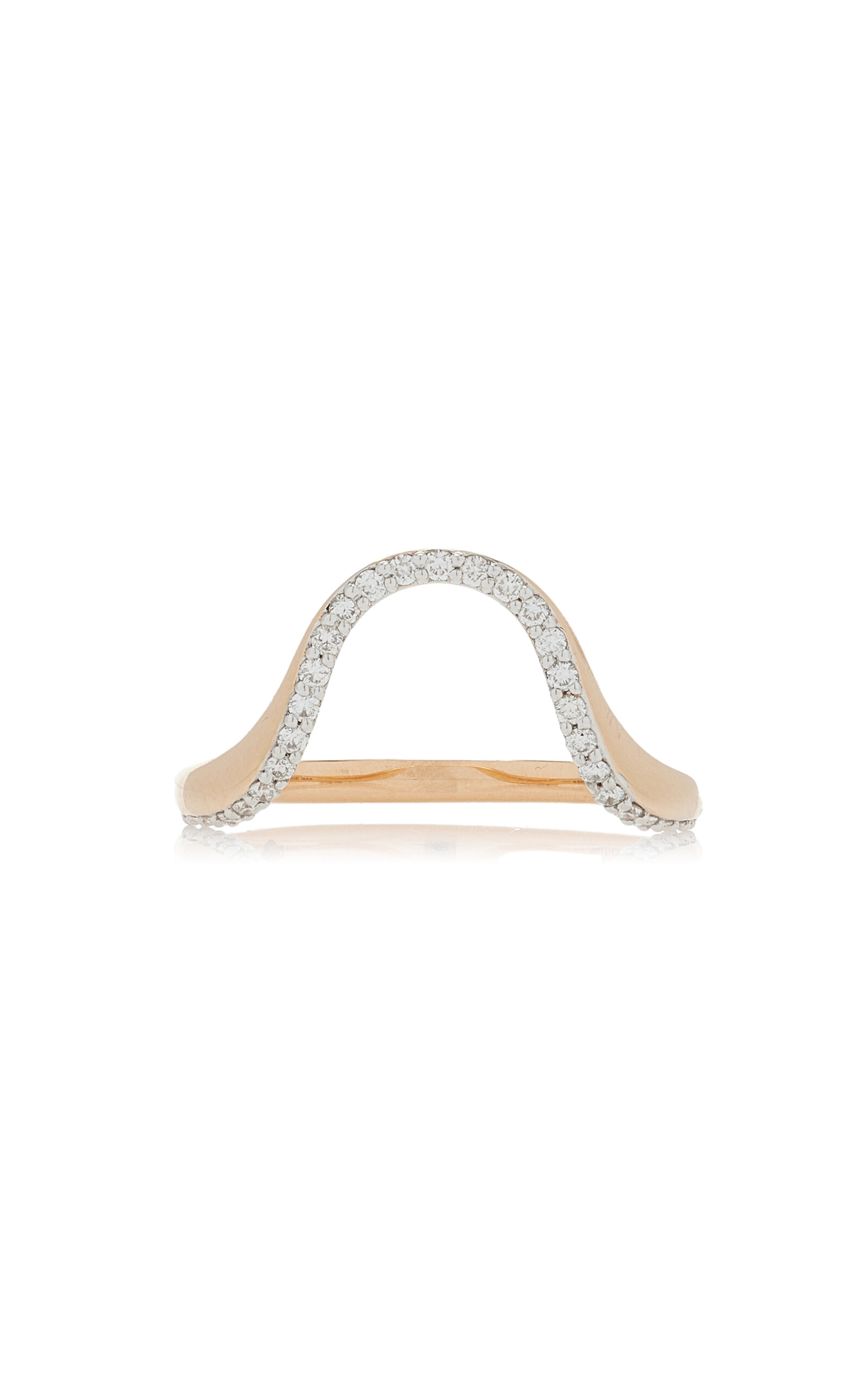 Marie Mas 18k Rose Gold And Diamond Aura Half Pavé Ring