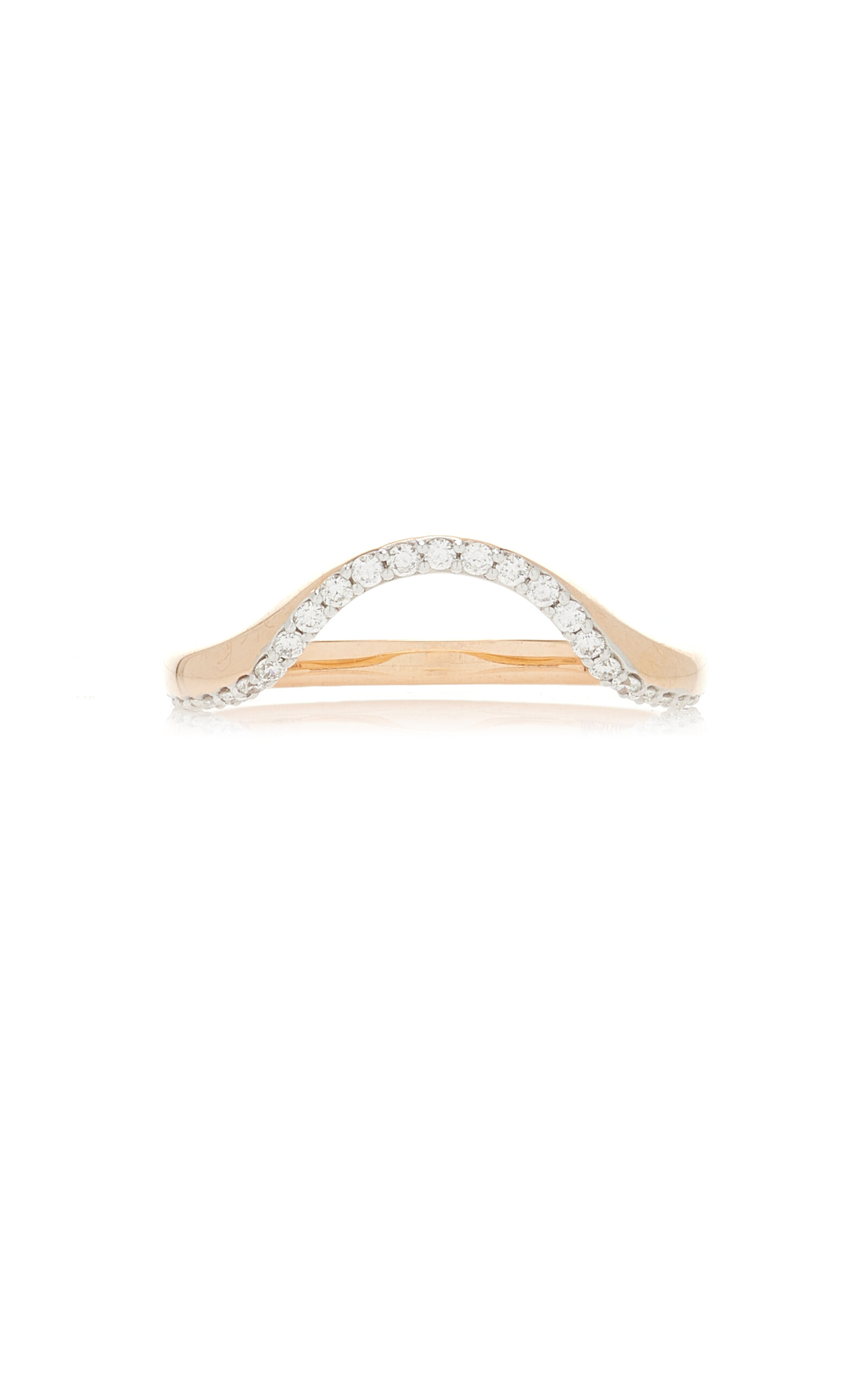 Marie Mas 18k Rose Gold And Diamond Halo Half Pavé Ring In Neutral