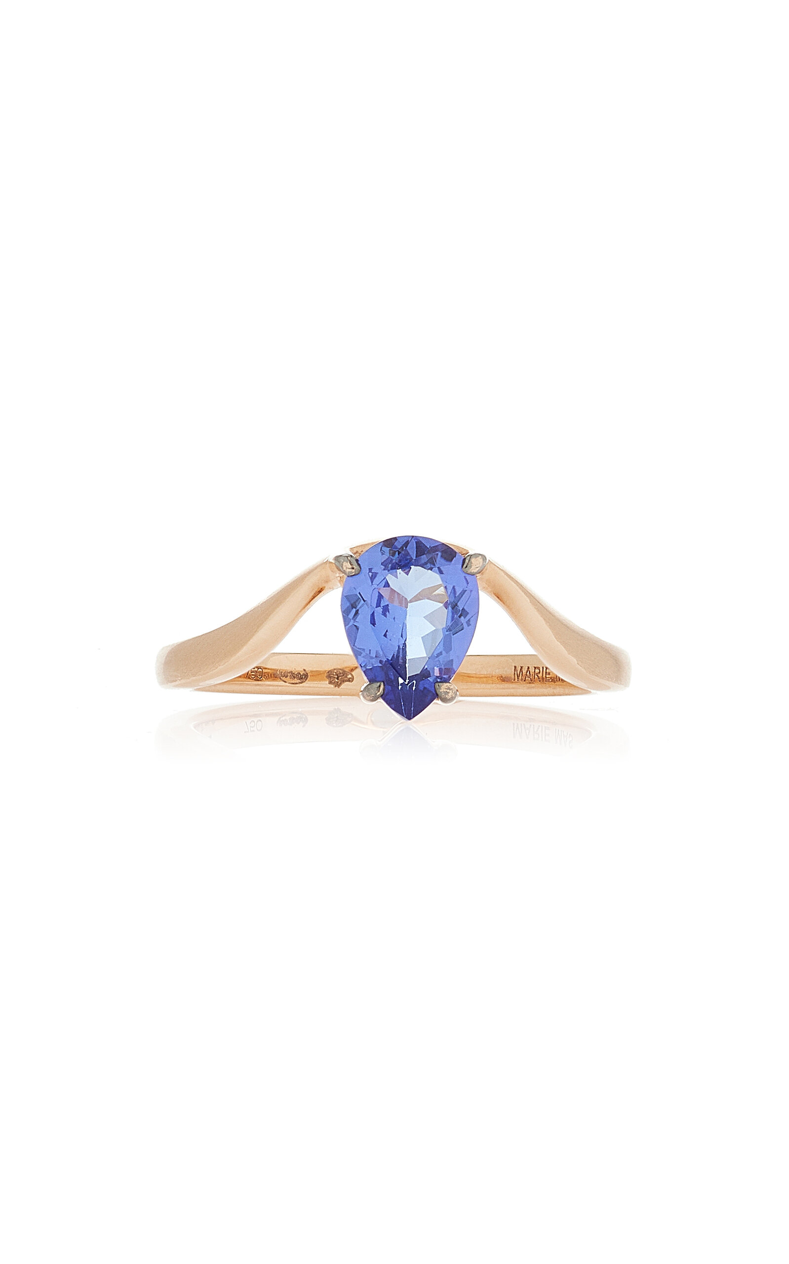 Marie Mas 18k Rose Gold And Tanzanite Halo Ring In Blue