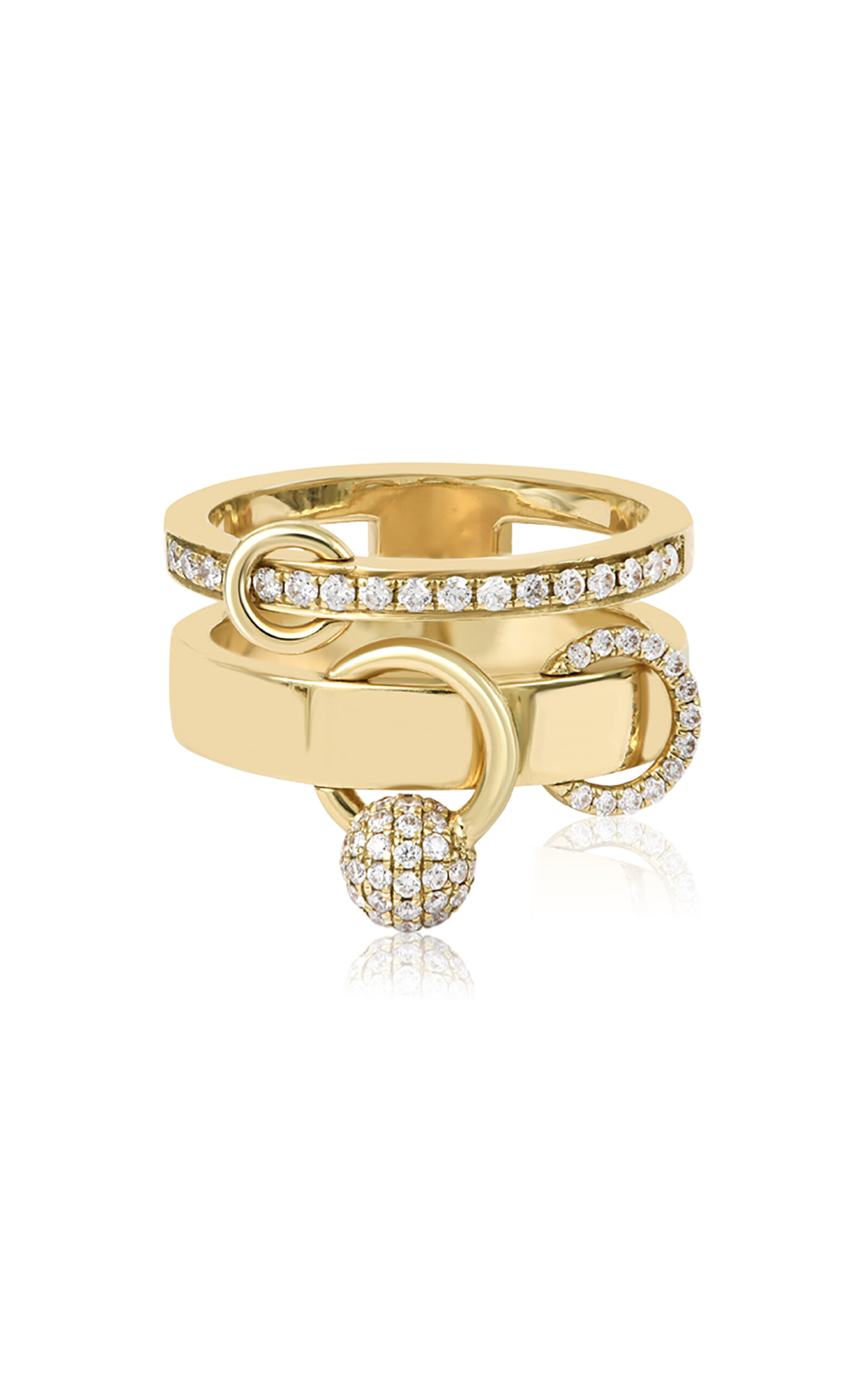 Shop Rainbow K Double Piercing 14k Yellow Gold Diamond Ring