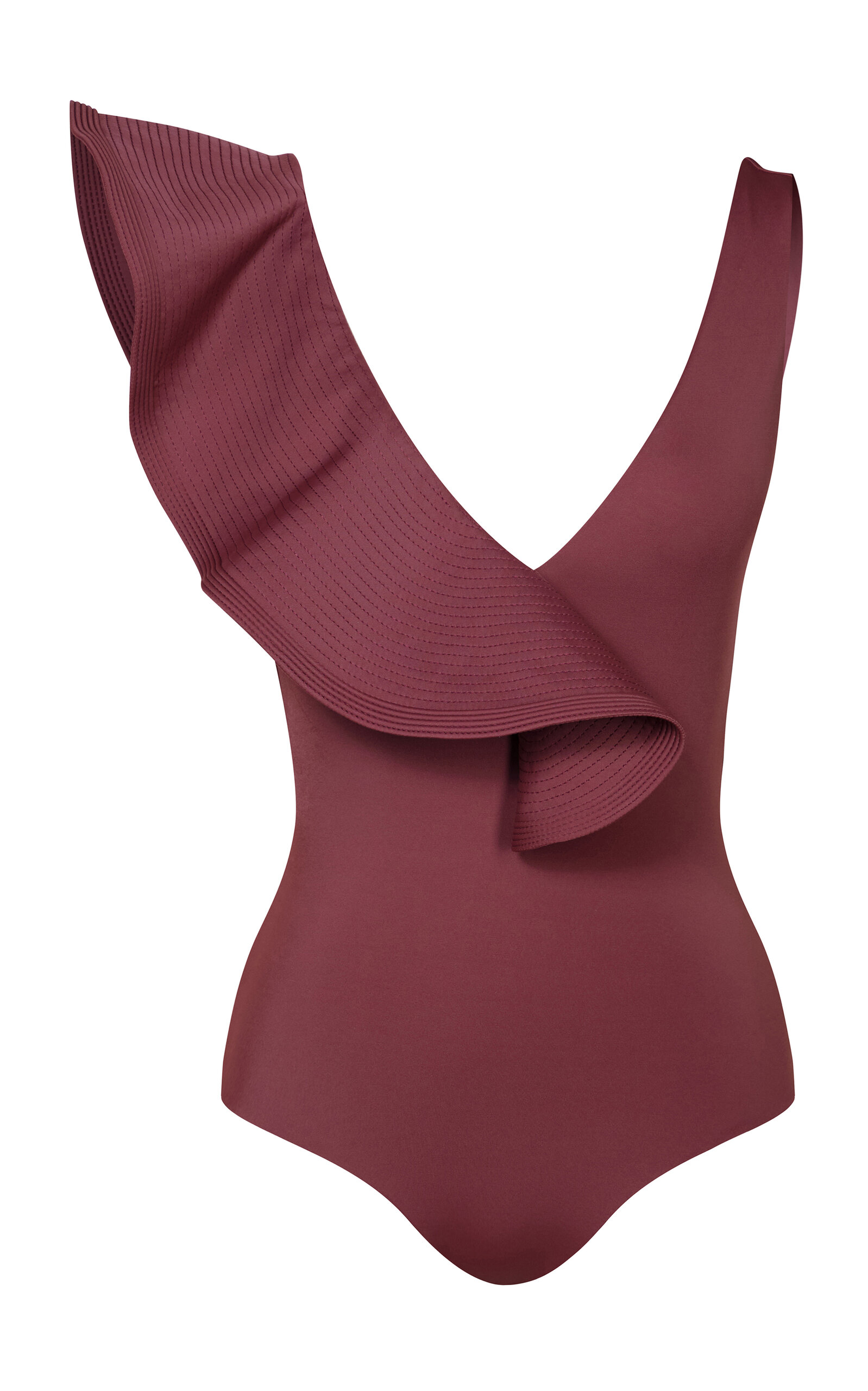 Johanna Ortiz Boleros Ruffled One-piece Swimsuit In Brown